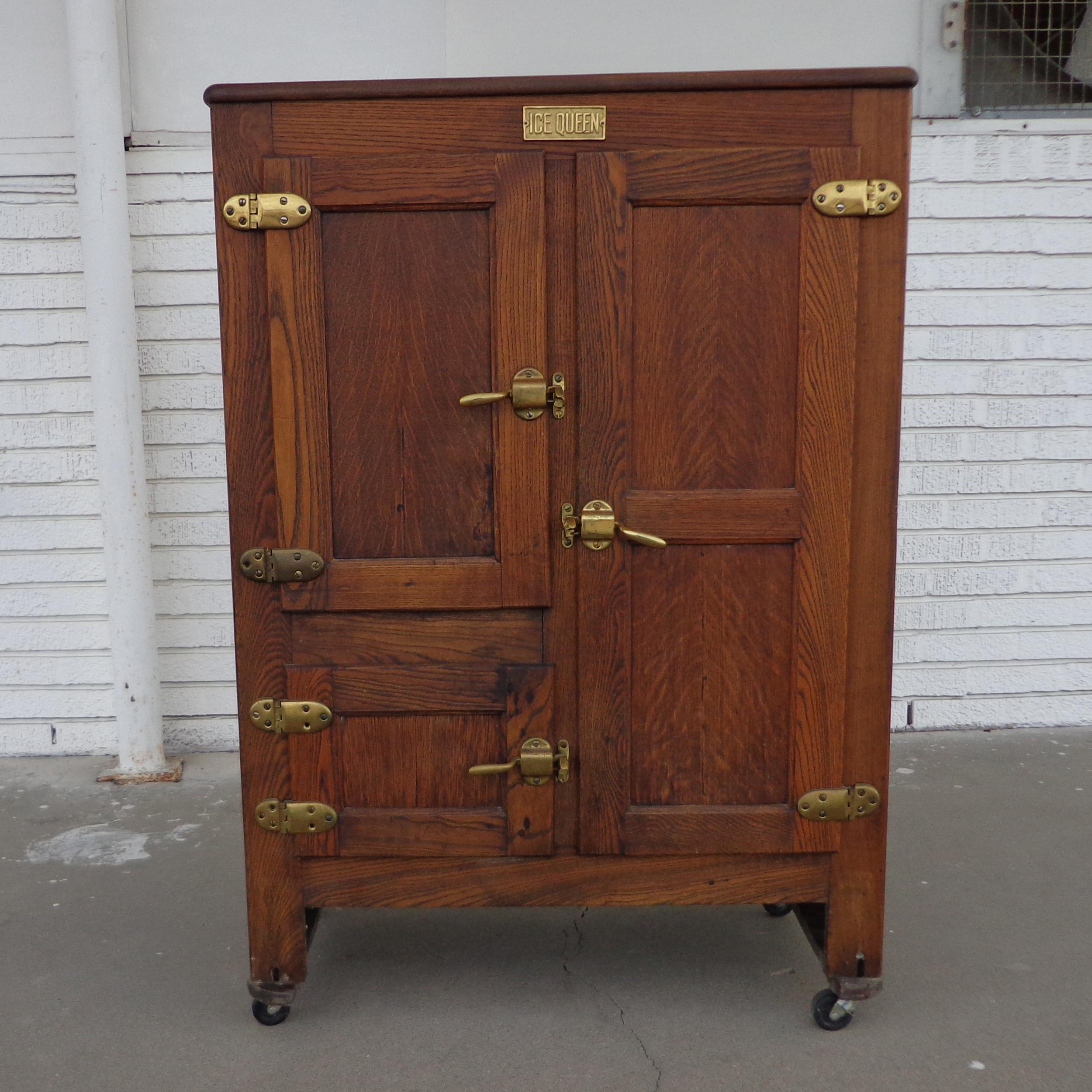 Antique Oak Ice Box Wine Cabinet by Ice Queen 2