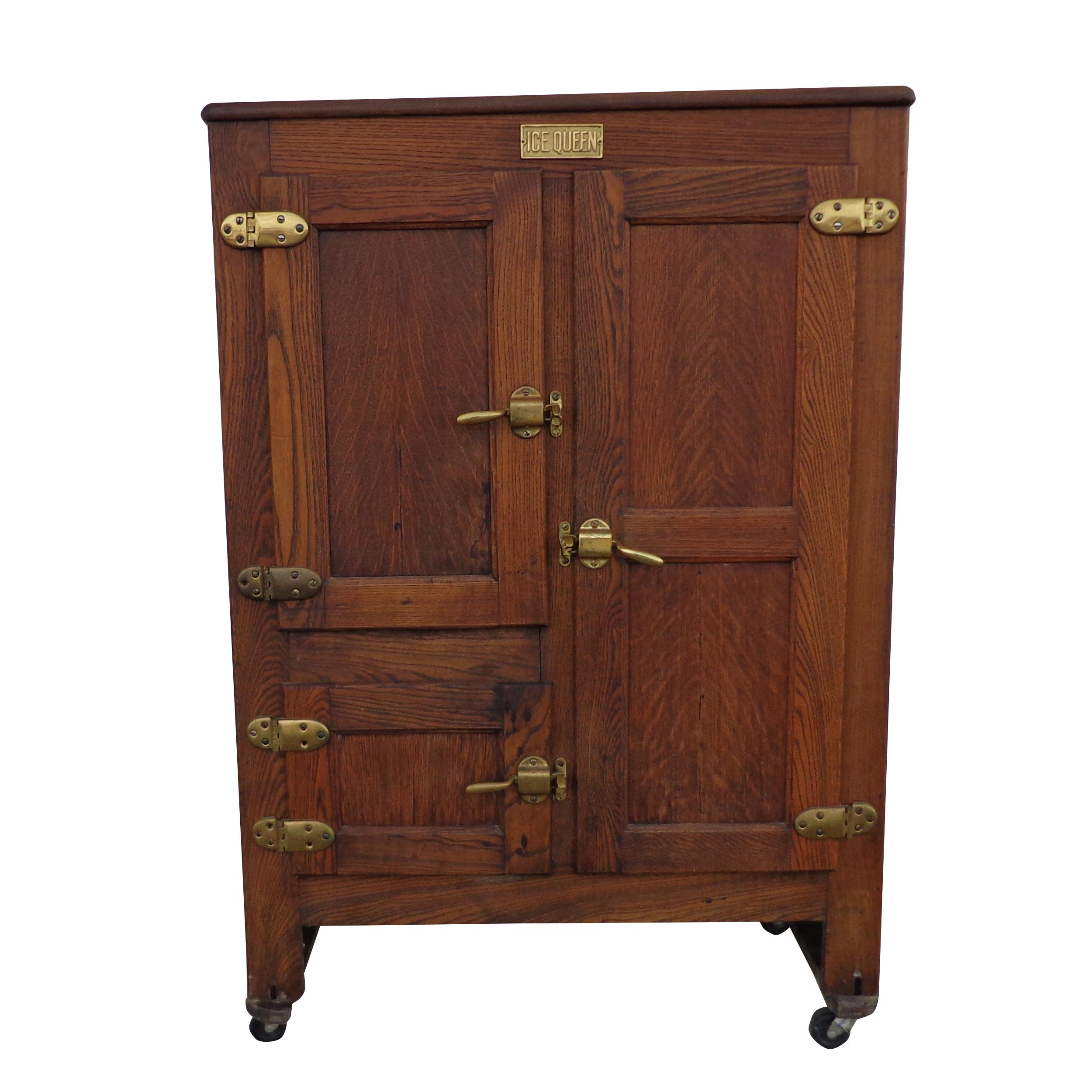 Mid-20th Century Antique Oak Ice Box Wine Cabinet by Ice Queen