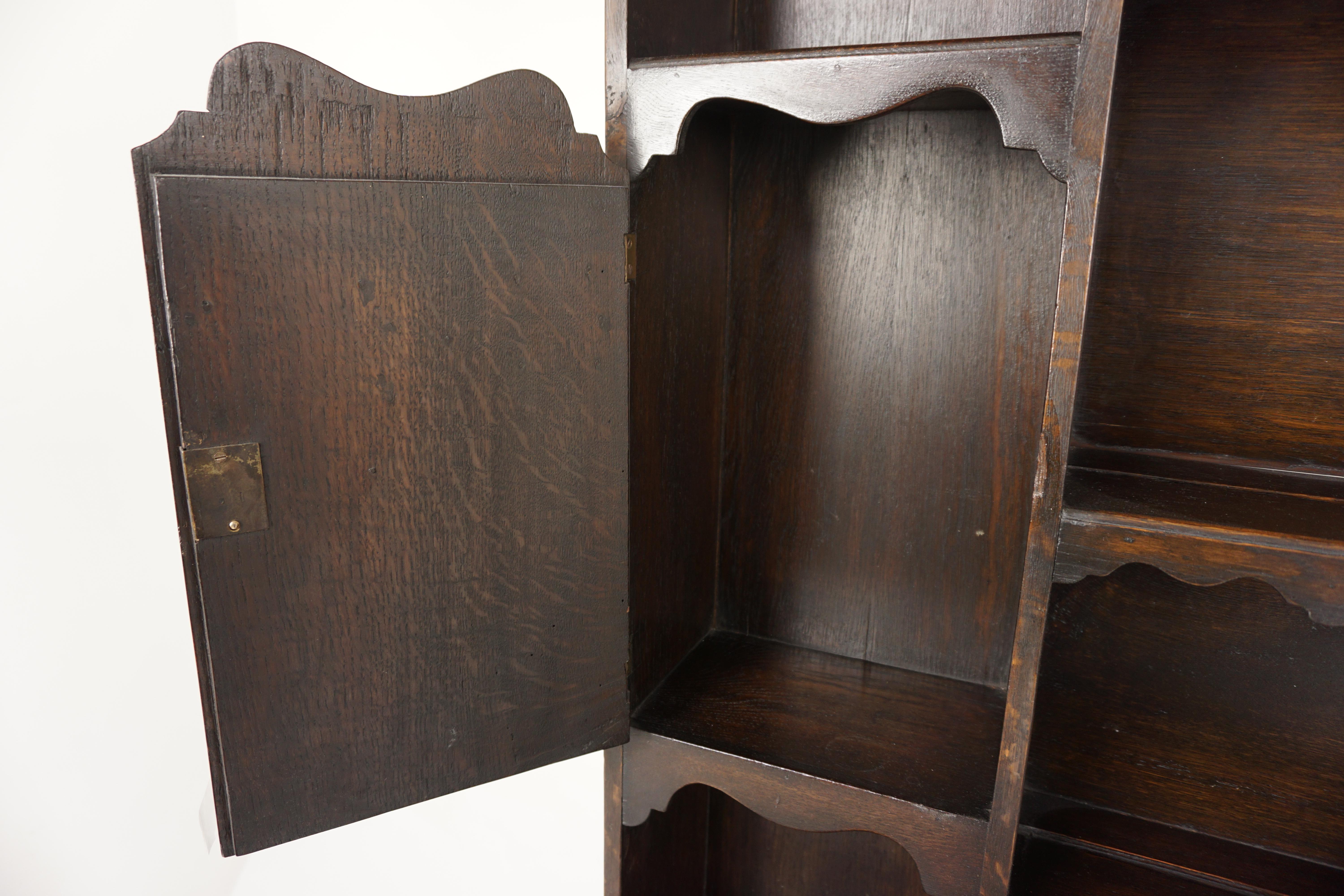 Antique Oak Inlaid Welsh Dresser, Sideboard, Buffet + Hutch, Scotland 1900, H944 5