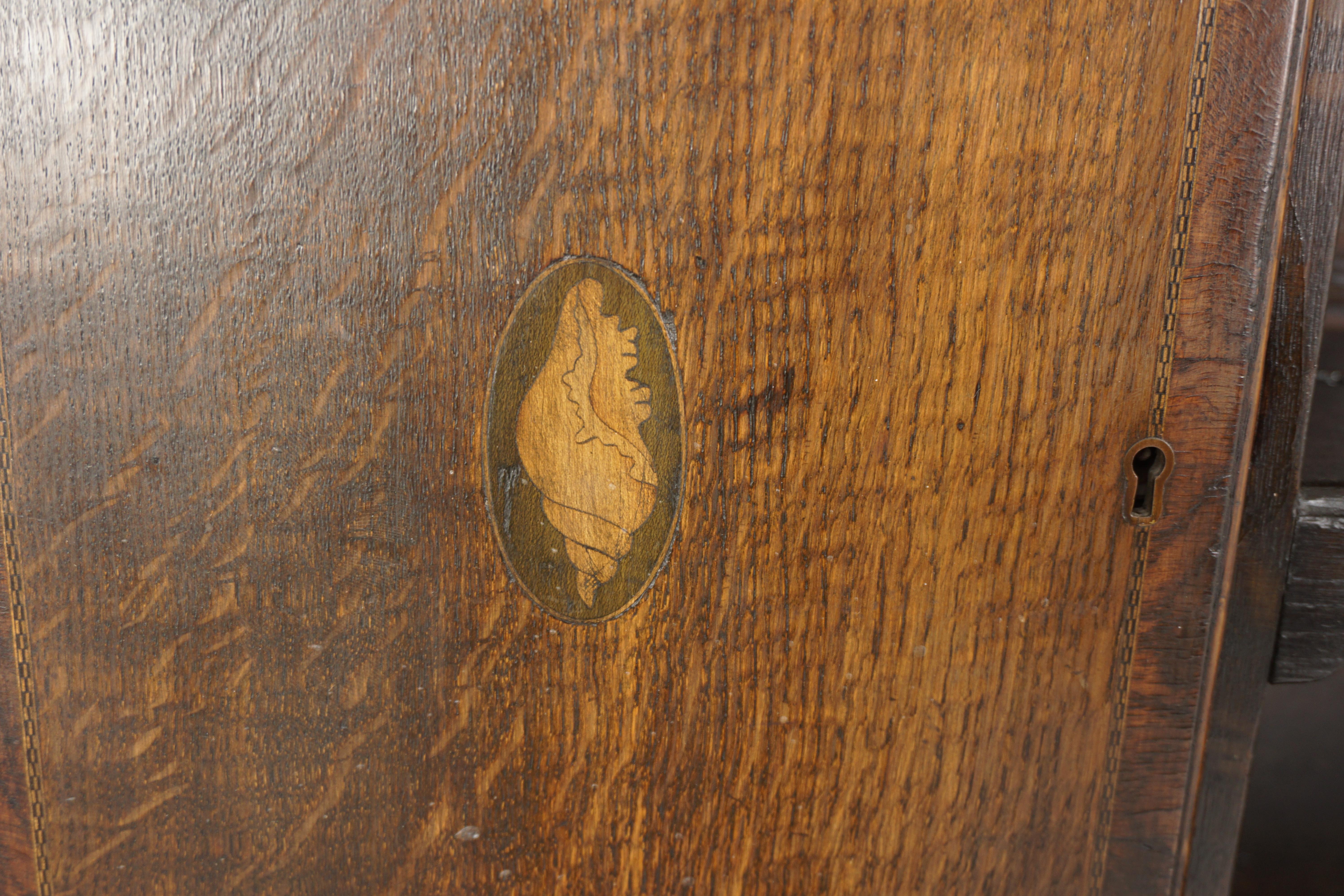 Antique Oak Inlaid Welsh Dresser, Sideboard, Buffet + Hutch, Scotland 1900, H944 3