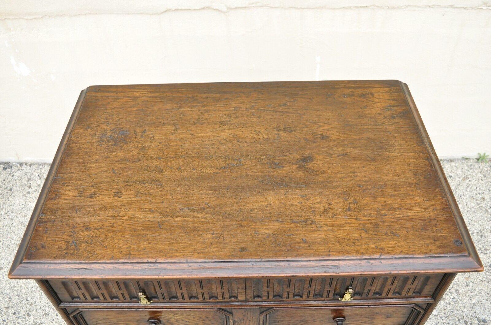 Antique Oak Jacobean Style Carved Wood Chest of Drawers Tall Chest Dresser 3