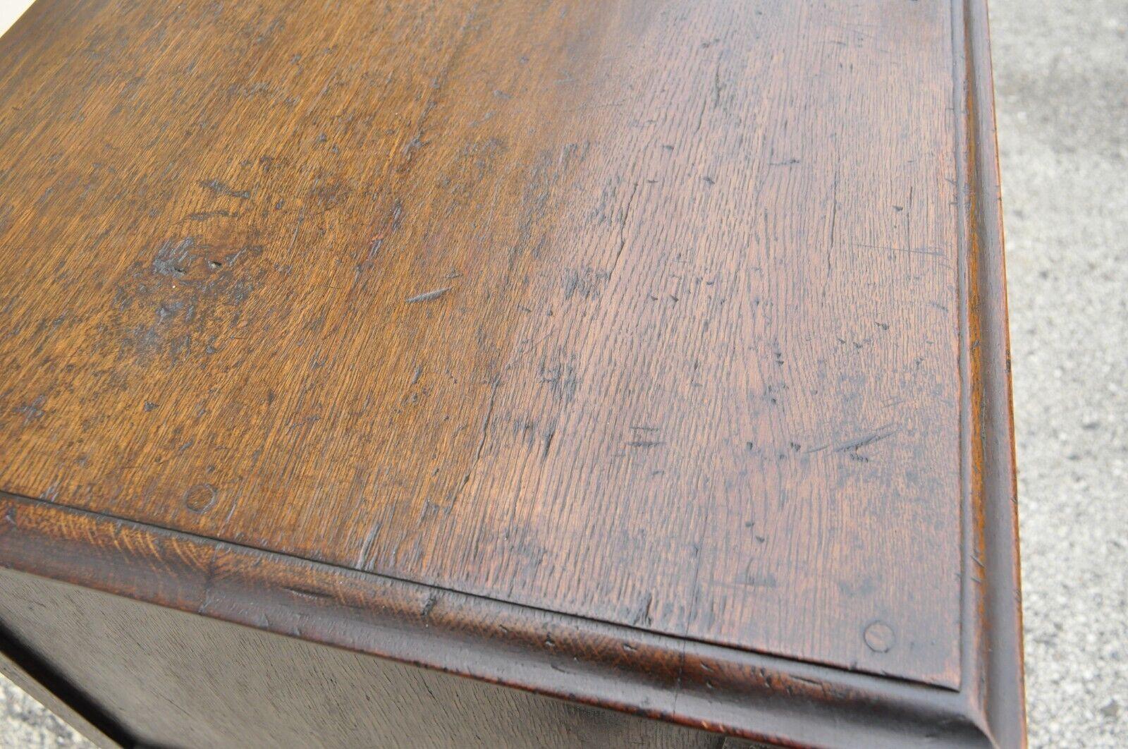 Antique Oak Jacobean Style Carved Wood Chest of Drawers Tall Chest Dresser 4