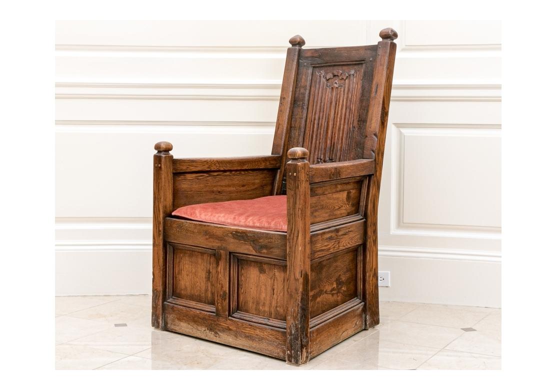Antique Oak Jacobean Style Throne Chair  For Sale 10