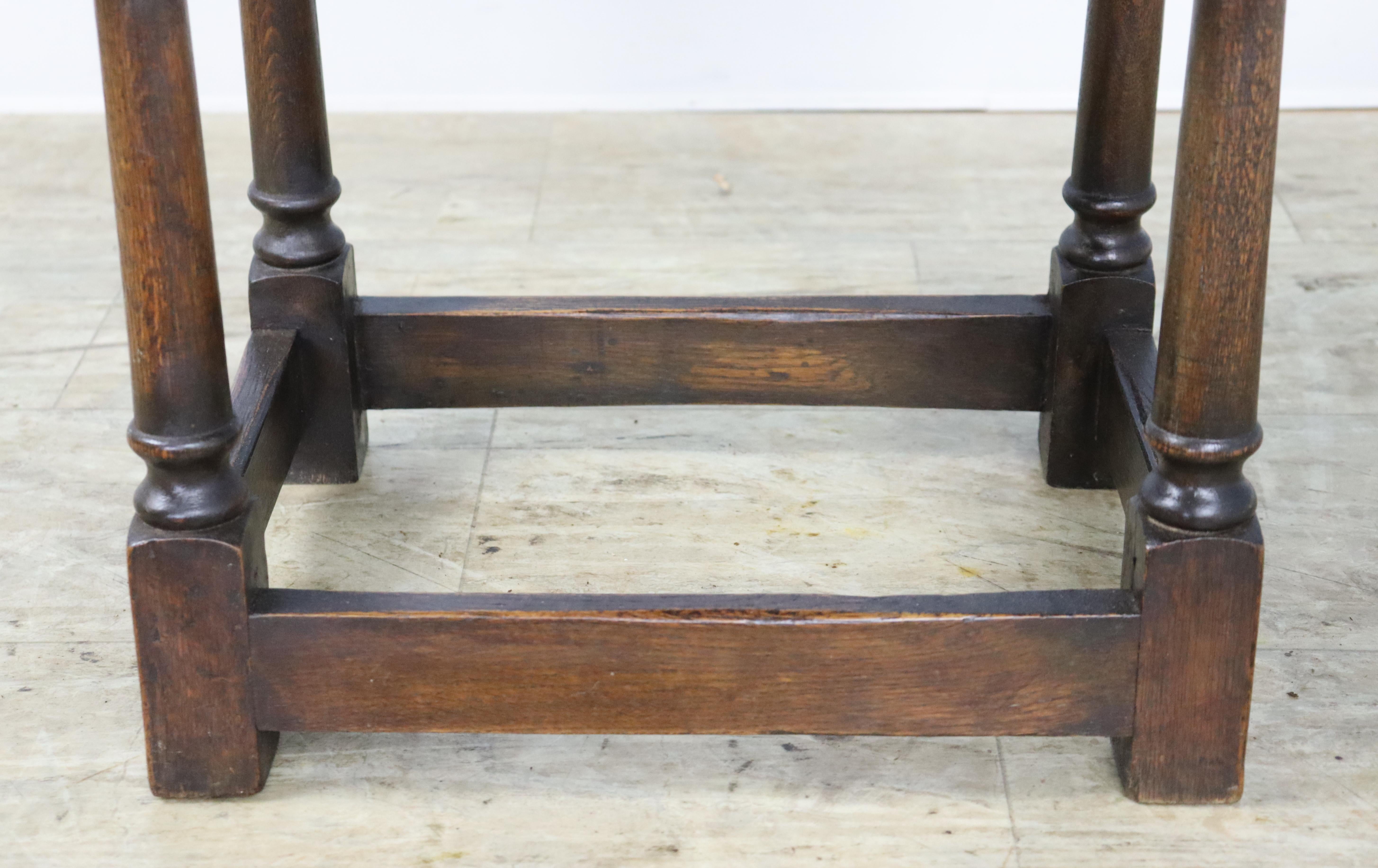 Antique Oak Joint Stool with Carved Legs For Sale 2