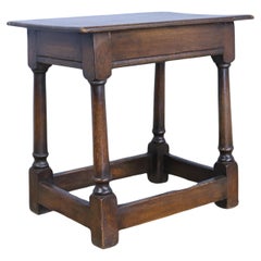 Antique Oak Joint Stool with Carved Legs