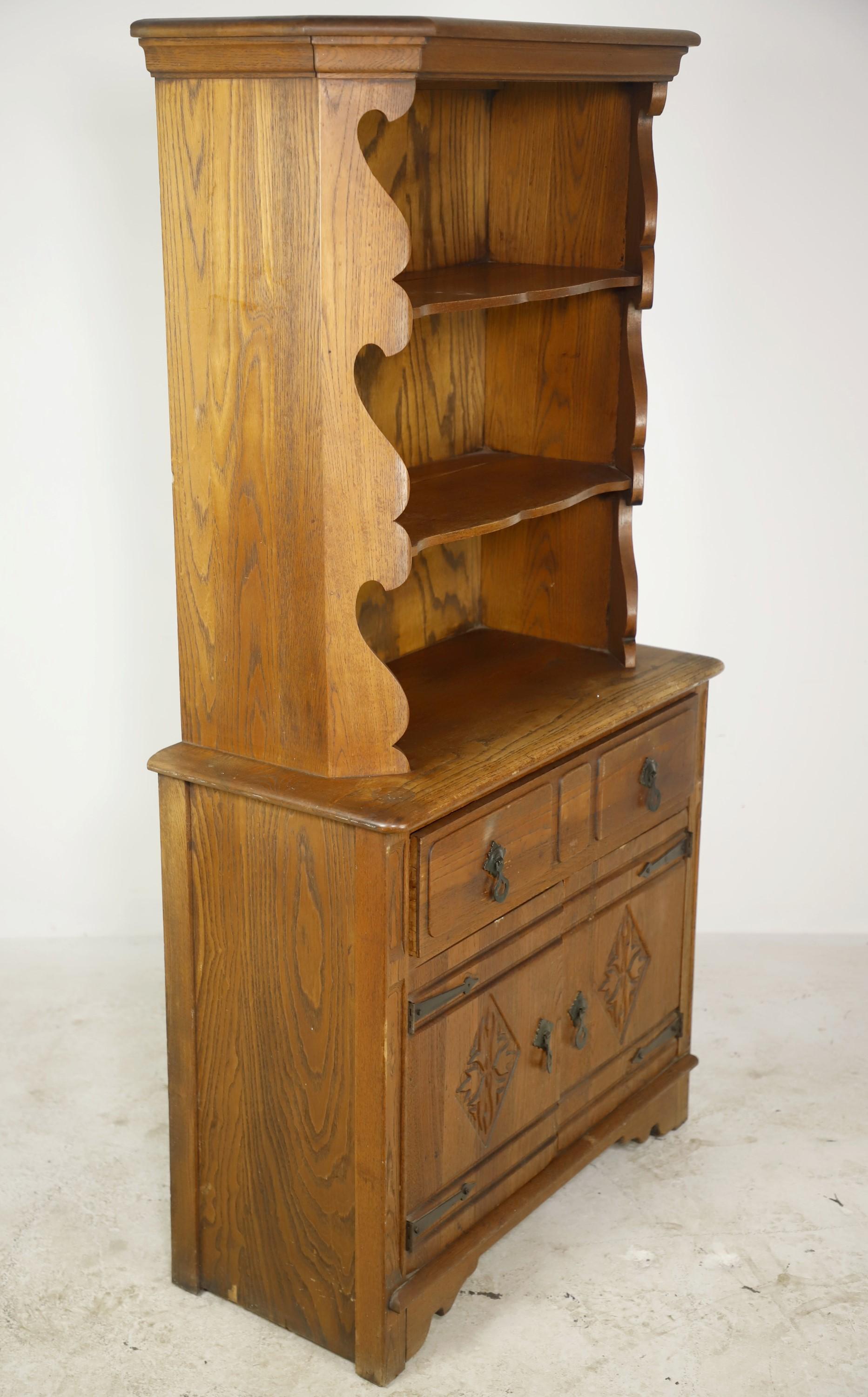 Antique Oak Kitchen Hutch Buffet with Drawers Cupboard 2