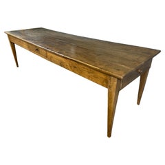 Antique Oak Large Farmhouse Table with Tapered Legs