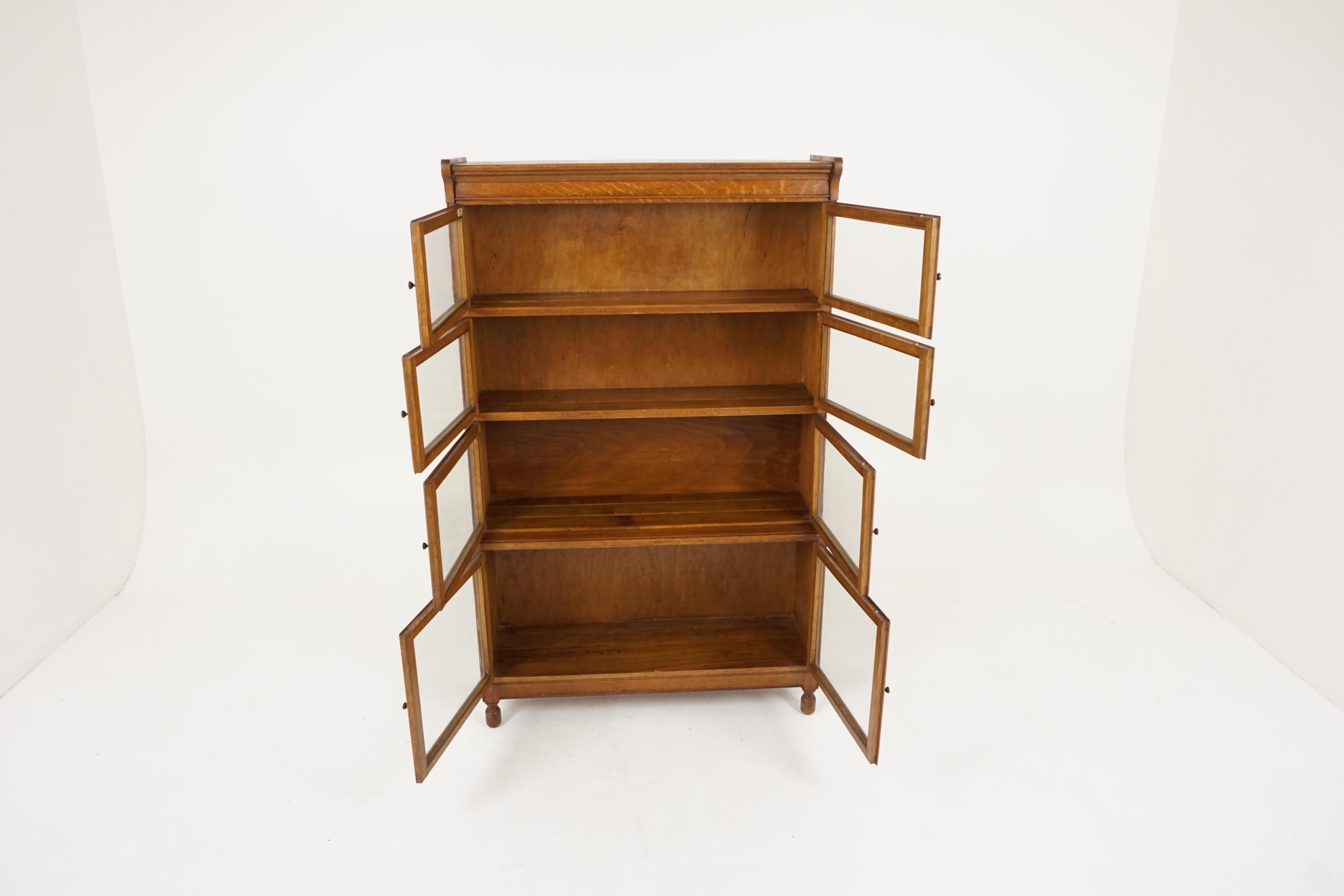 Antique 4-tier oak lawyer bookcase, sectional bookcase 