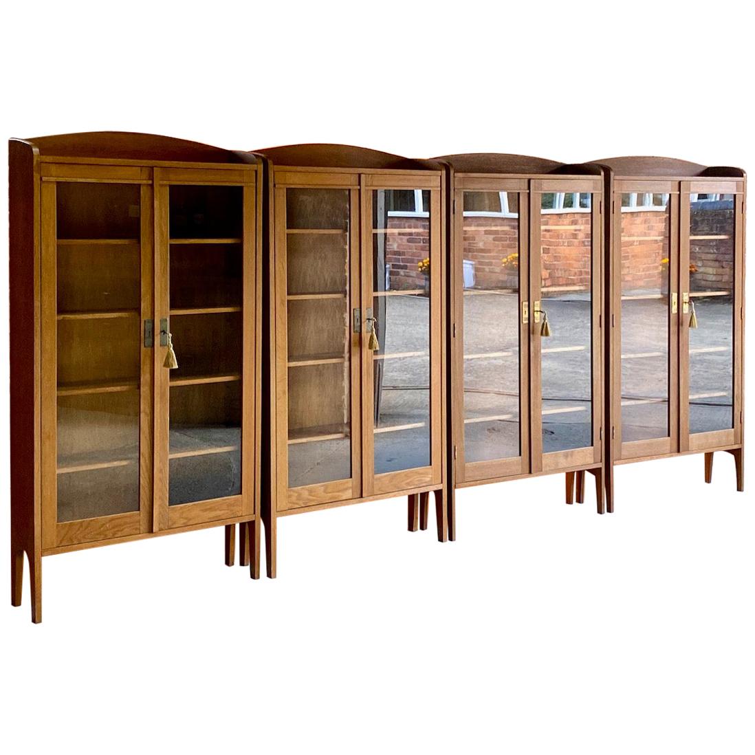Antique Oak Library Bookcases Set of Four German Aesthetic Movement circa 1920