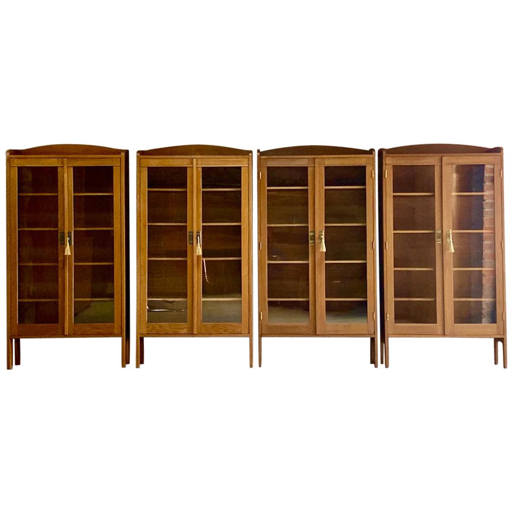 Antique Oak Library Bookcases Set of Four German Aesthetic Movement, circa 1920
