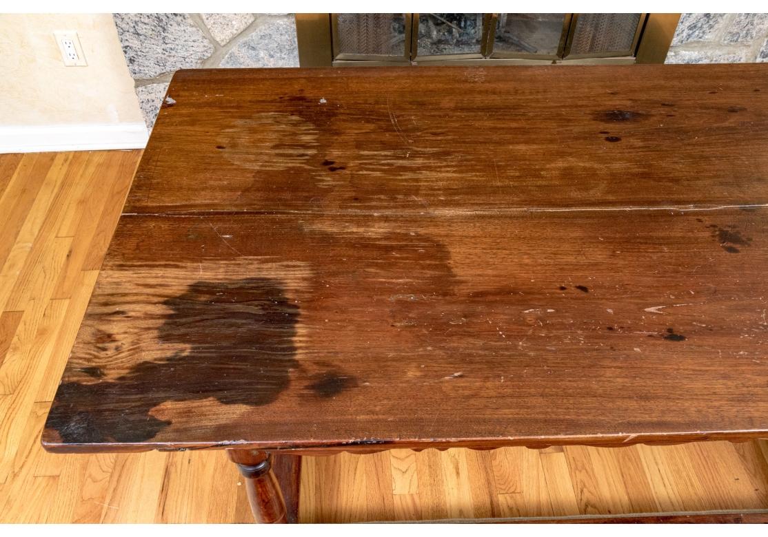 Antique Oak Library Table With Two Shelves (Restoration Project) For Sale 14