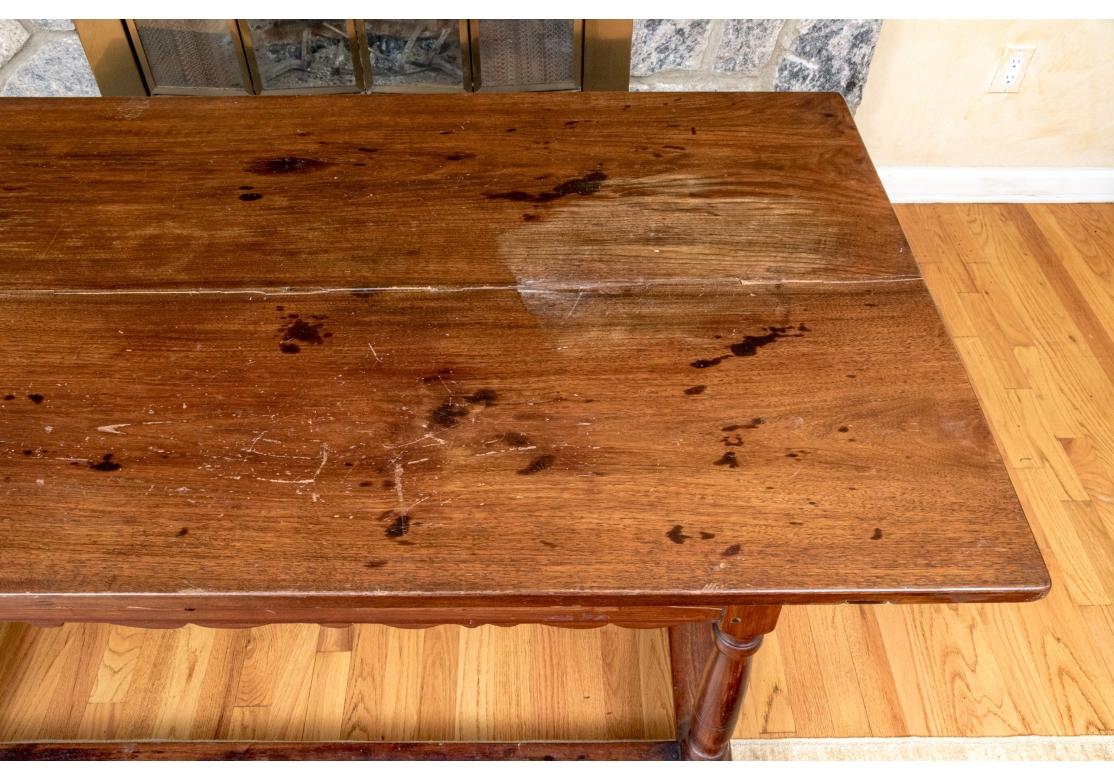 Antique Oak Library Table With Two Shelves (Restoration Project) For Sale 15