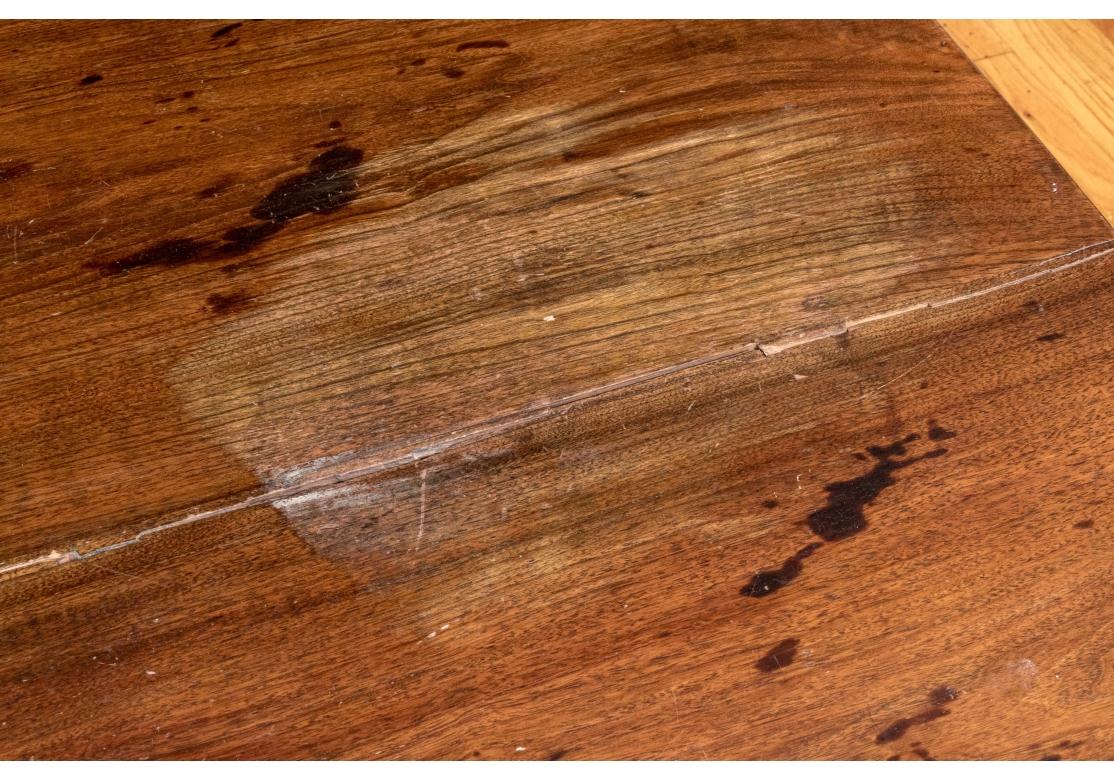 Antique Oak Library Table With Two Shelves (Restoration Project) In Distressed Condition For Sale In Bridgeport, CT