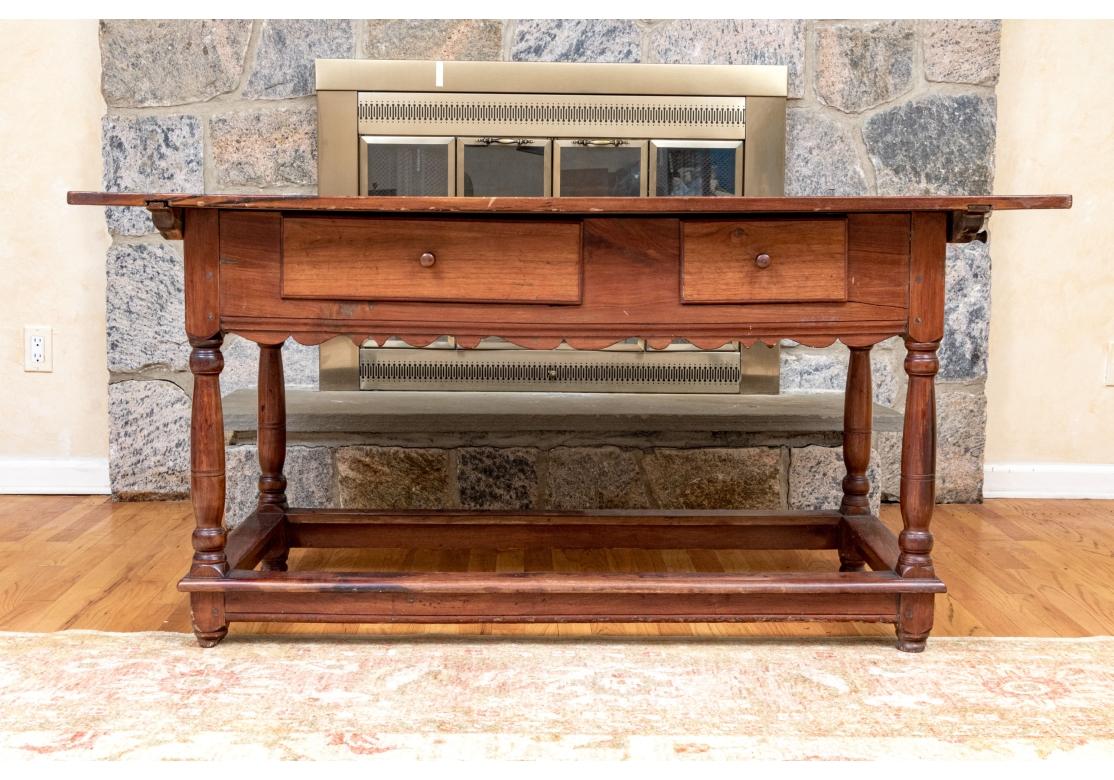 Antique Oak Library Table With Two Shelves (Restoration Project) For Sale 2