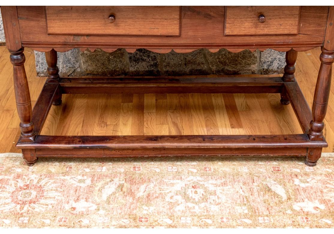 Antique Oak Library Table With Two Shelves (Restoration Project) For Sale 4