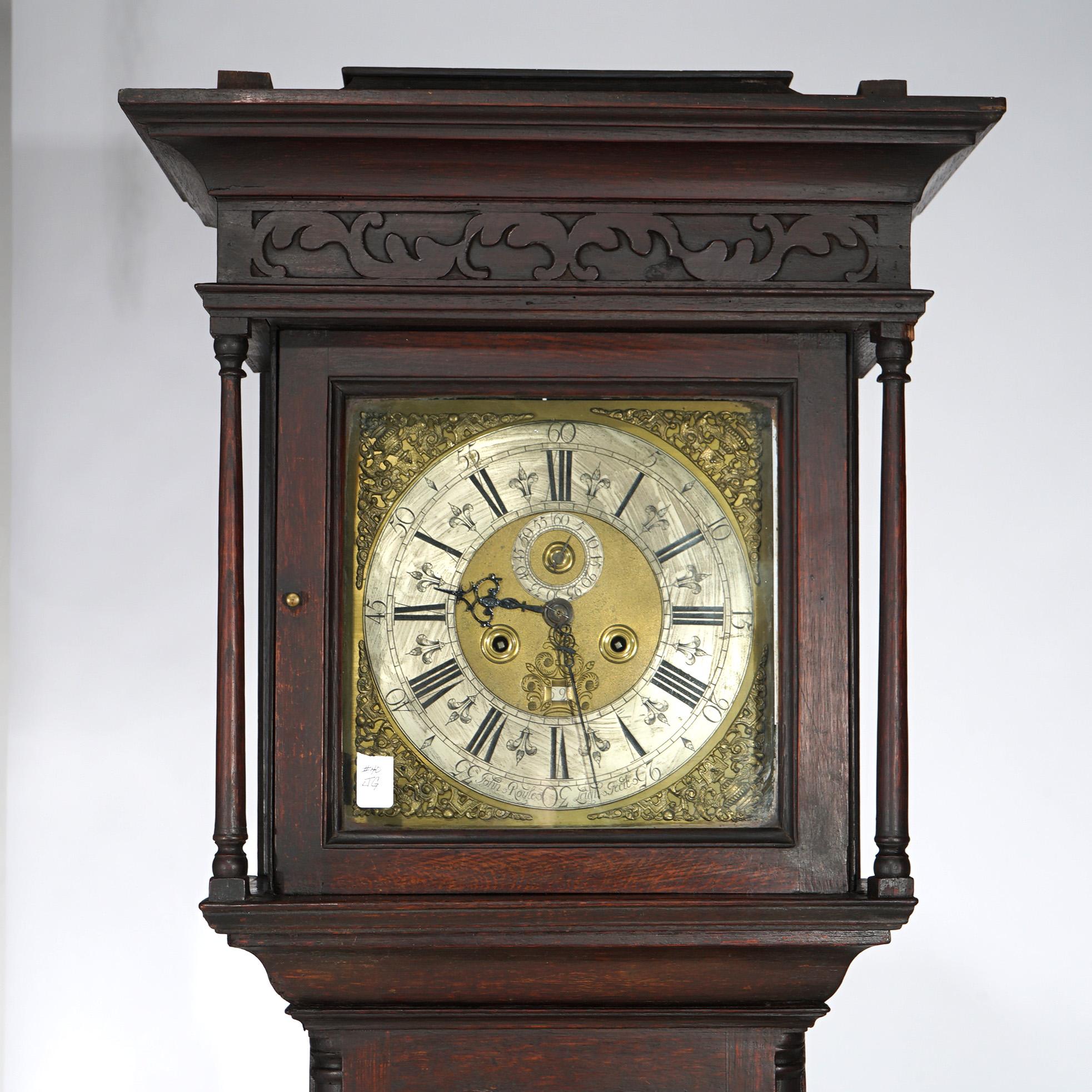 Antique Oak Longcase Clock, John Royles, As-Is, 18th C  4