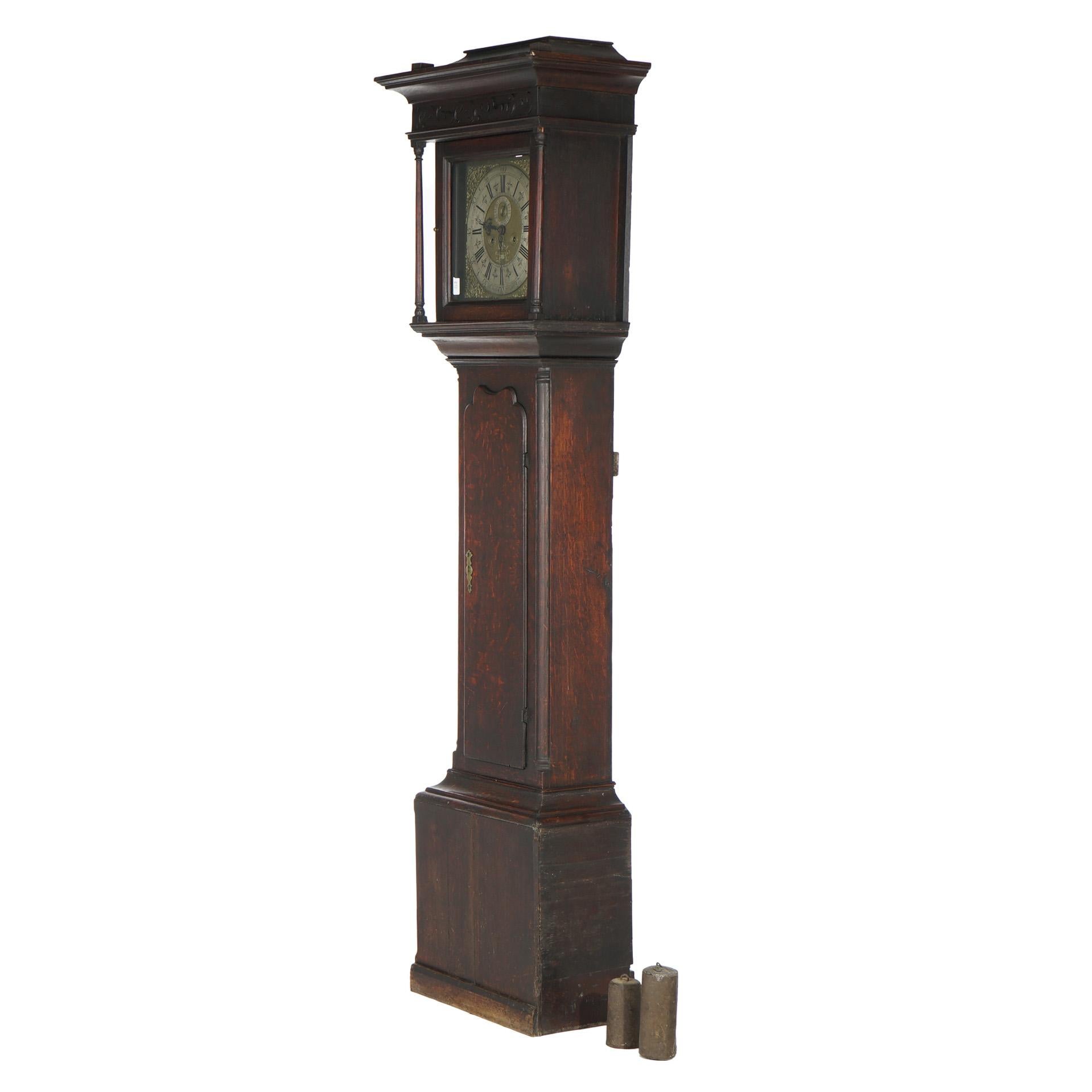 Antique Oak Longcase Clock, John Royles, As-Is, 18th C  5
