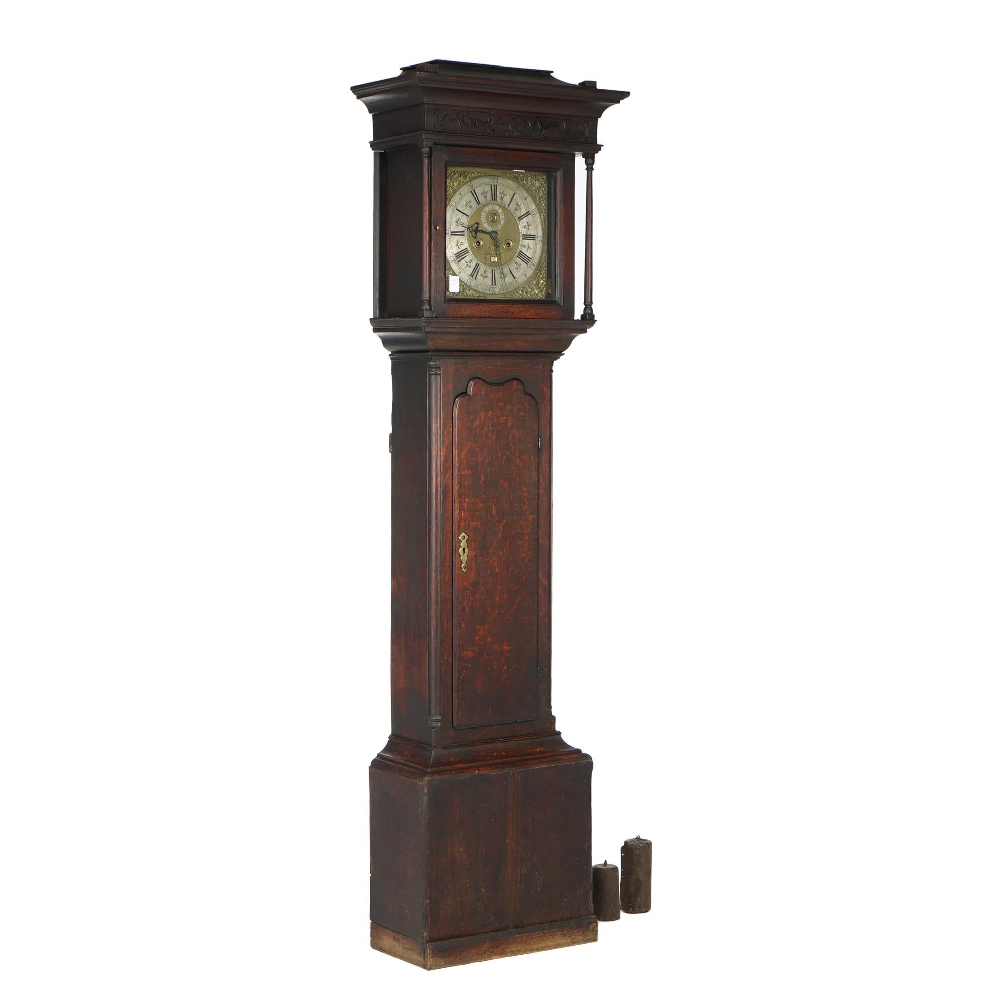 Antique Oak Longcase Clock, John Royles, As-Is, 18th C  9