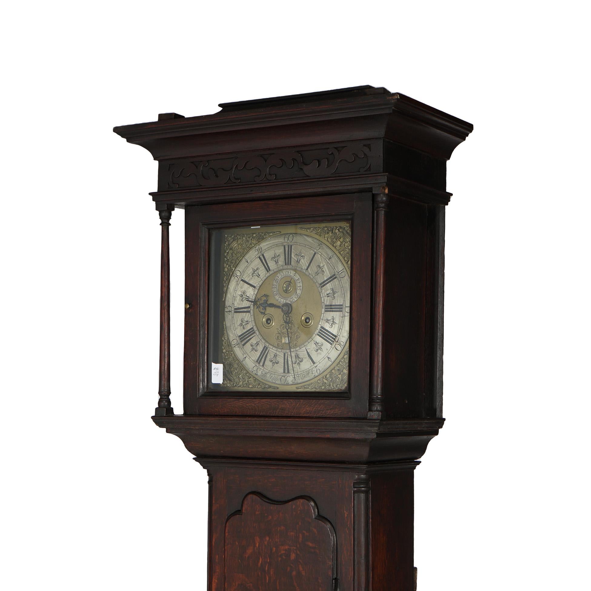 18th Century and Earlier Antique Oak Longcase Clock, John Royles, As-Is, 18th C 