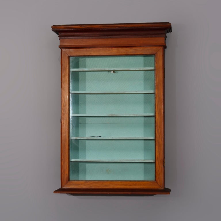 Antique Oak and Mahogany Hanging Display Wall circa 1900 at