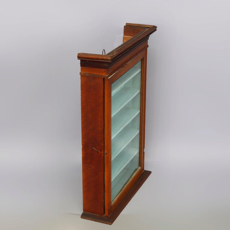 Antique Oak and Mahogany Hanging Display Wall circa 1900 at