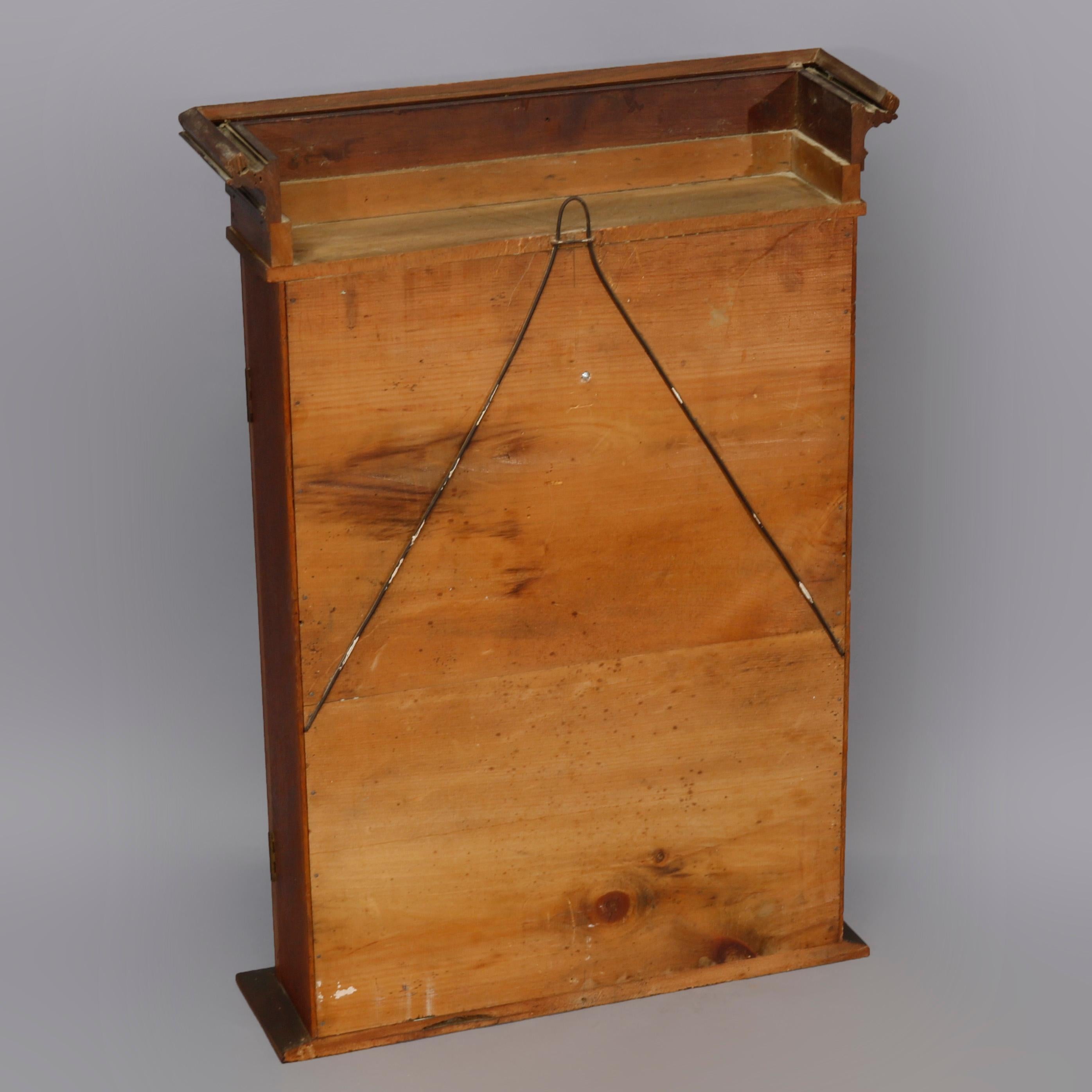 Antique Oak and Mahogany Hanging Display Wall Cabinet, circa 1900 In Good Condition In Big Flats, NY