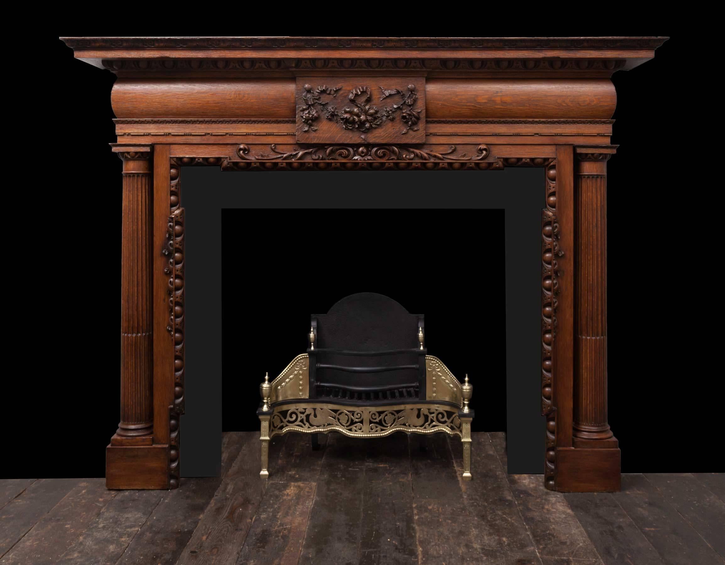 Palladian Antique Oak Mantelpiece For Sale