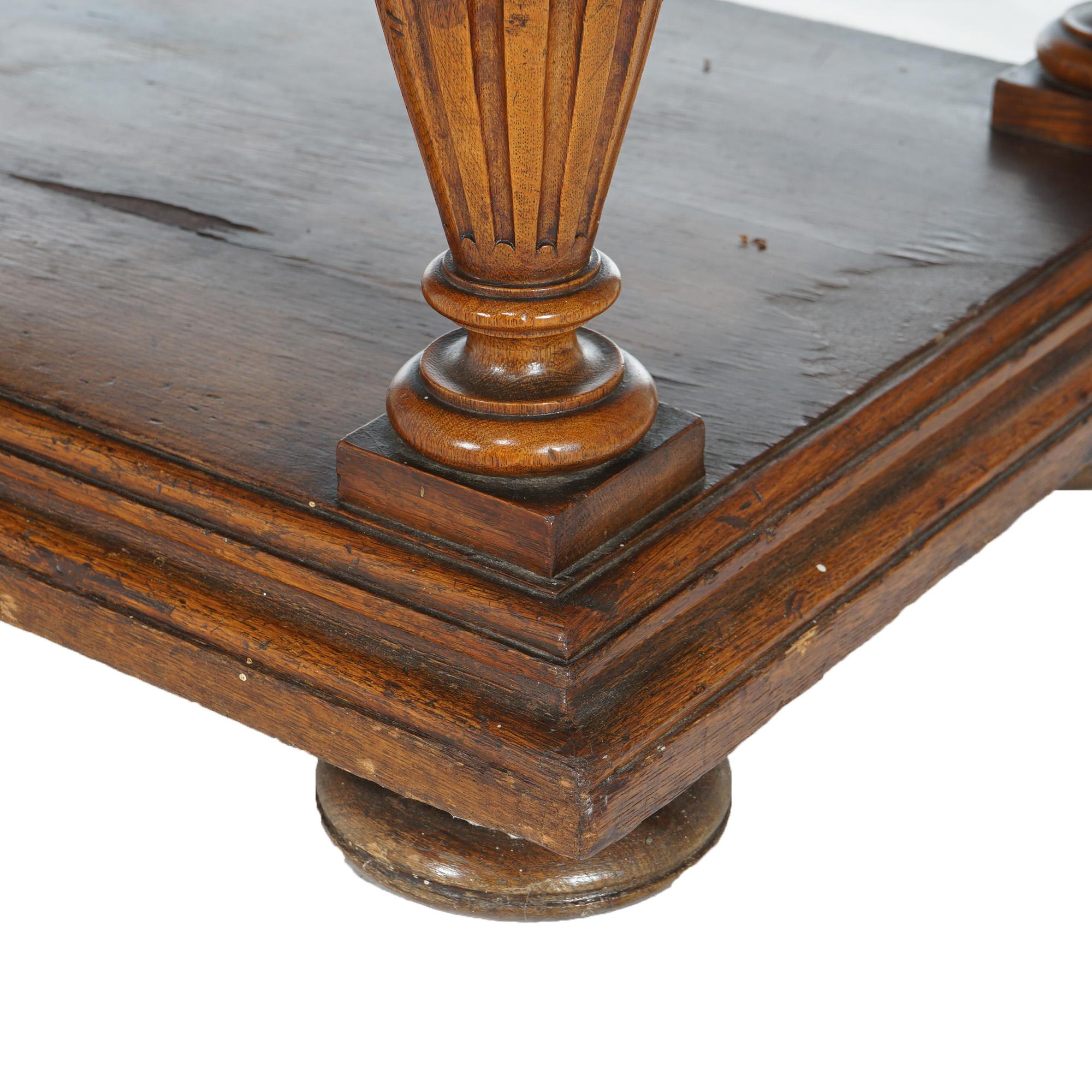 Antique Oak Marble Top Server with Mirrored Back Splash & Spindled Rail C1900 For Sale 5
