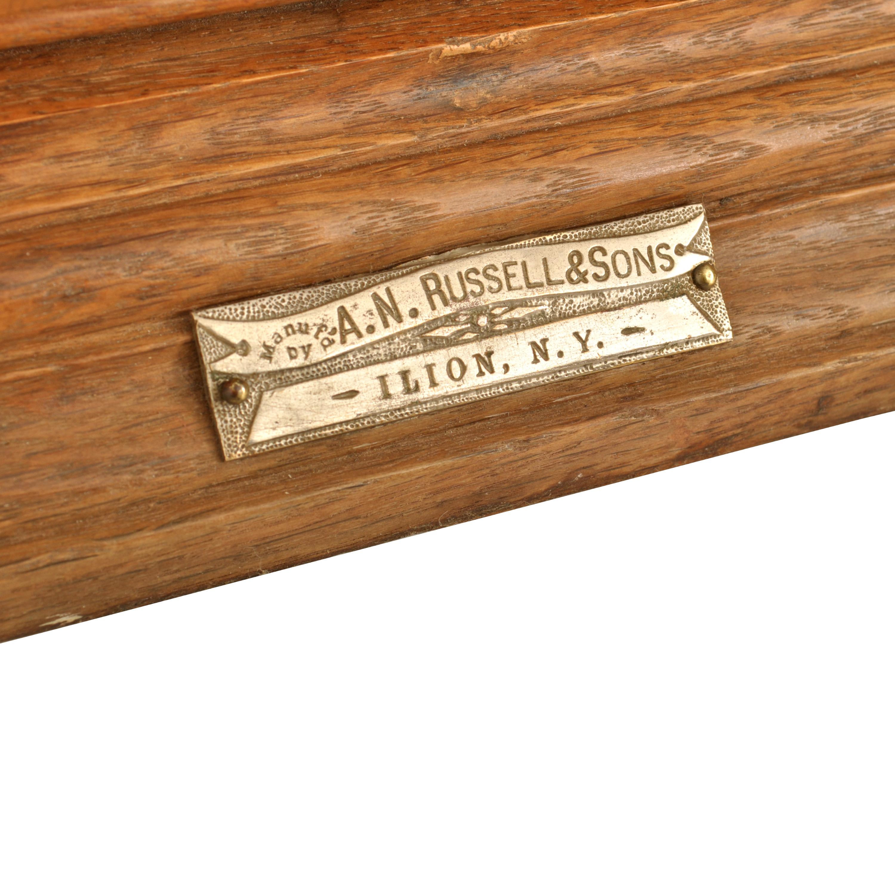 Antique Oak Mercantile Store Ribbon Spool Wine Cabinet A N Russell New York 1900 5