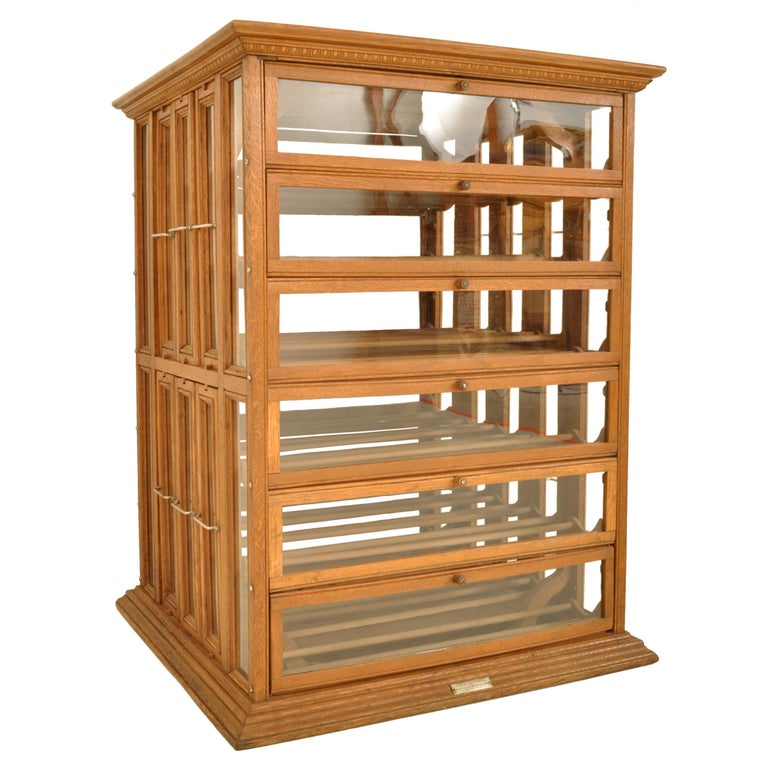 Antique Oak Mercantile Store Ribbon Spool Wine Cabinet A N Russell New ...