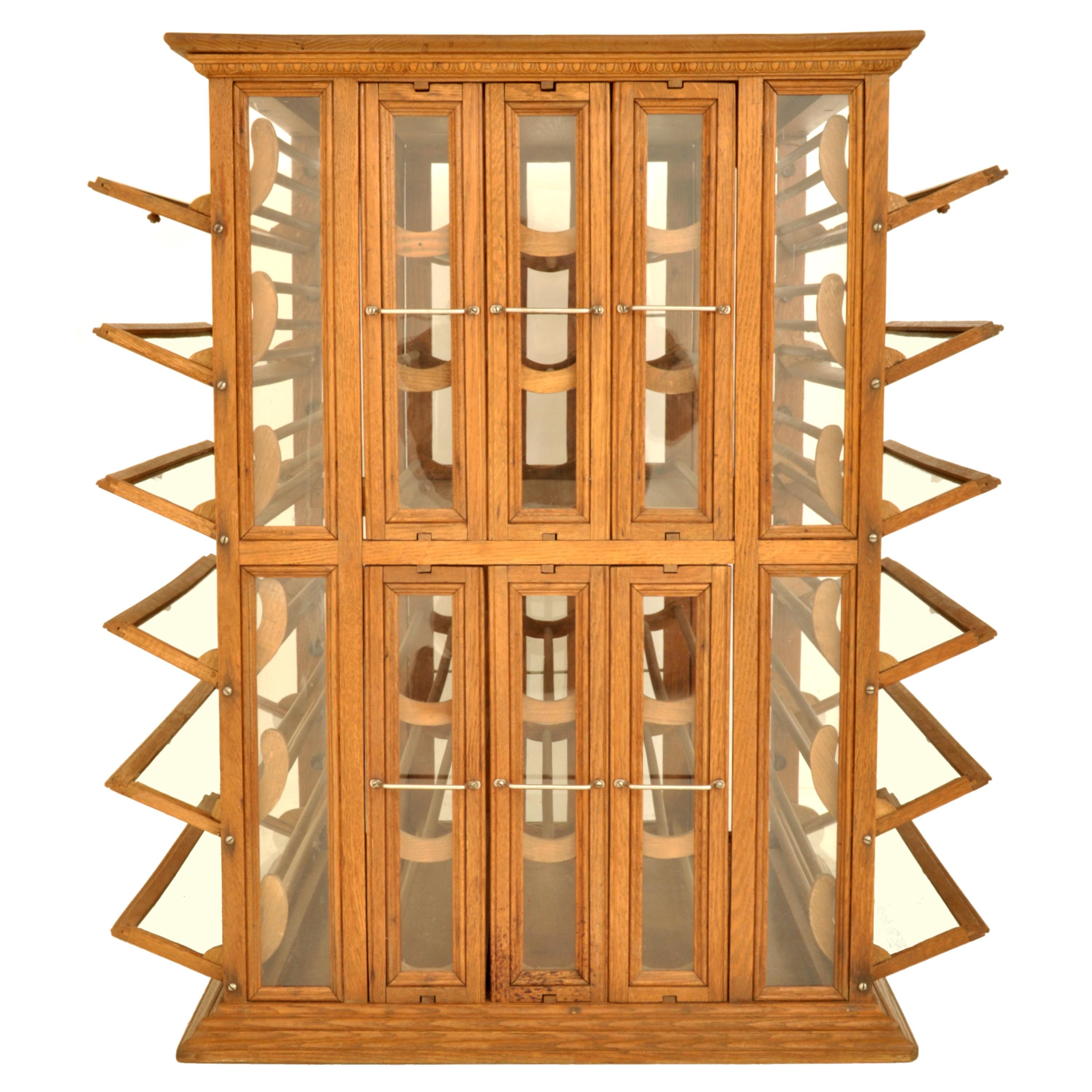 Antique Oak Mercantile Store Ribbon Spool Wine Cabinet A N Russell New York 1900 2
