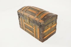 Antique Oak and Metal Dome Topped Trunk, Chest, American 1920, H113