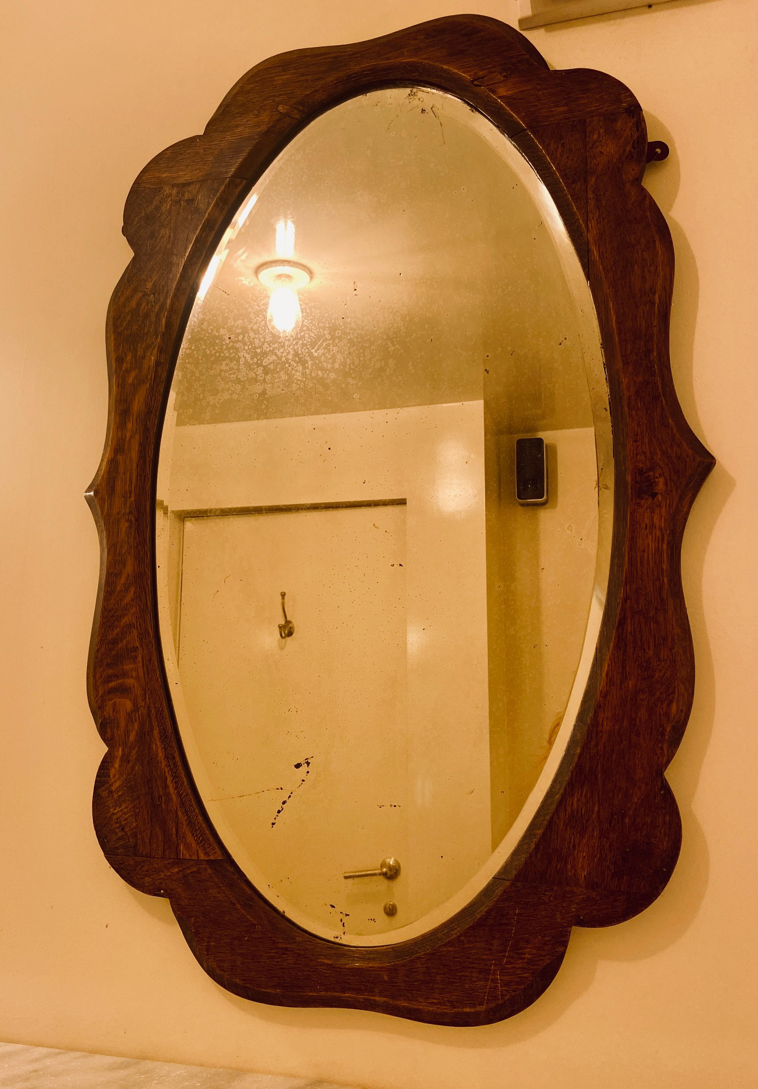 British Antique Oak Mirror For Sale