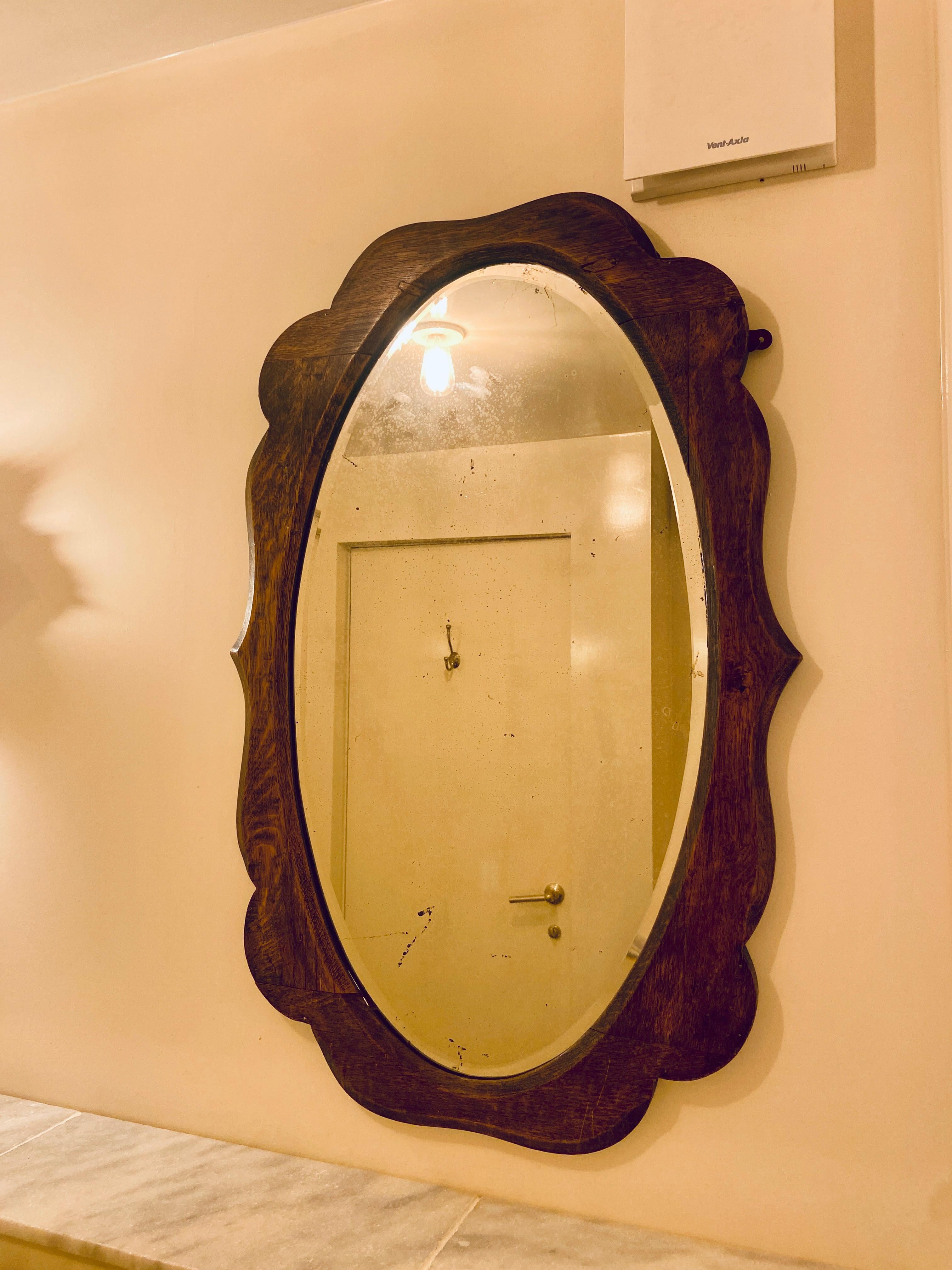 20th Century Antique Oak Mirror For Sale