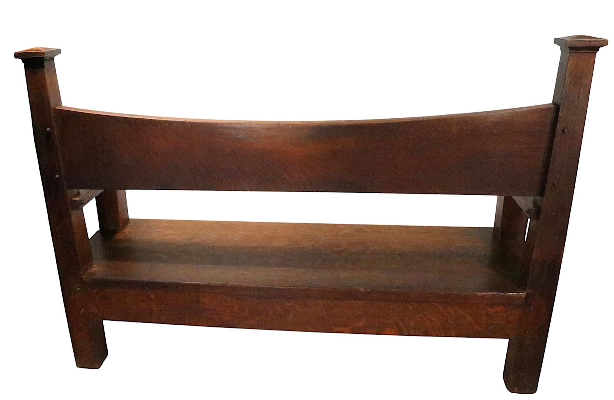 Antique Oak Mission Arts and Crafts  Gothic Style Bench Settee c. 1900/1930's For Sale 2