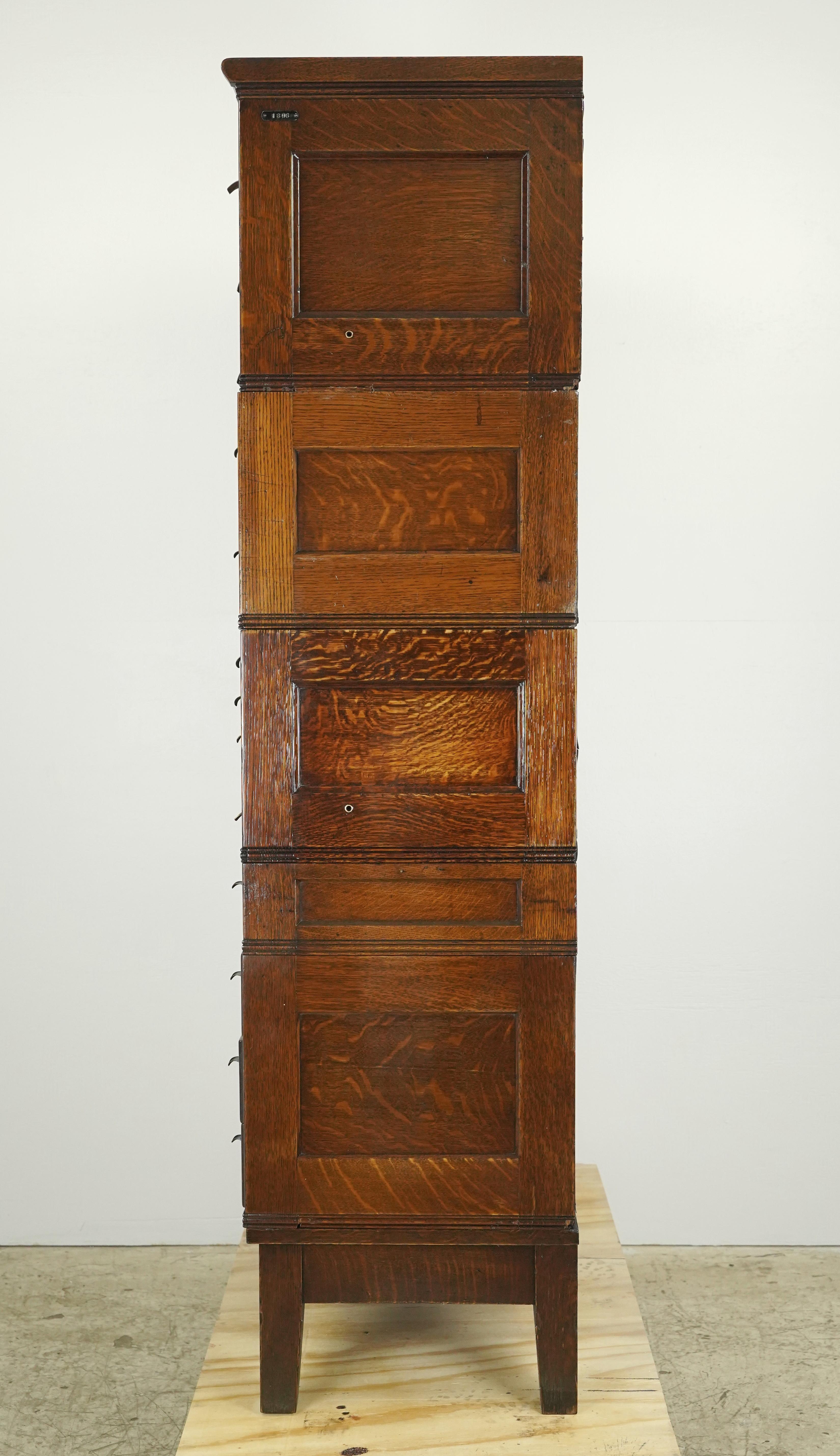 Antique Oak Modular Filing Card Catalog Office Cabinet 4