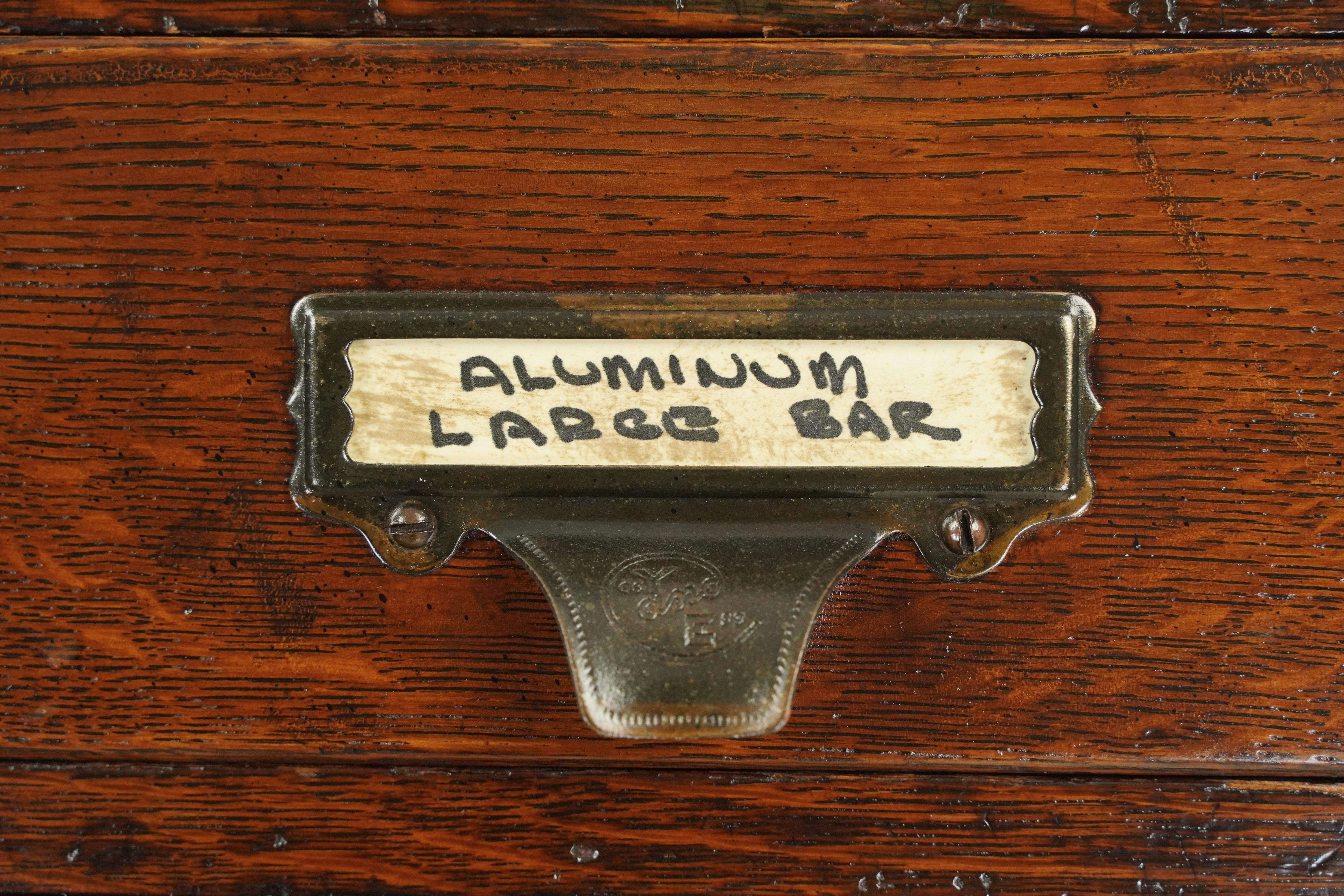 Industrial Antique Oak Modular Filing Card Catalog Office Cabinet