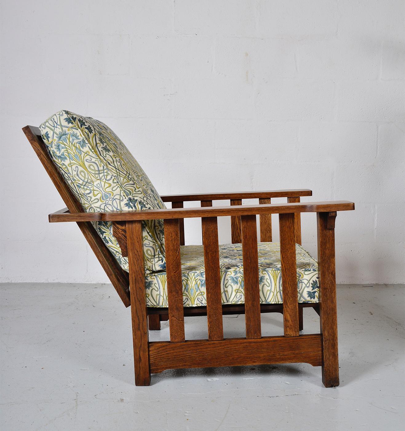 Antique Oak Morris Chair Recliner Gustav Stickley Mission Eastlake Arts & Crafts 7