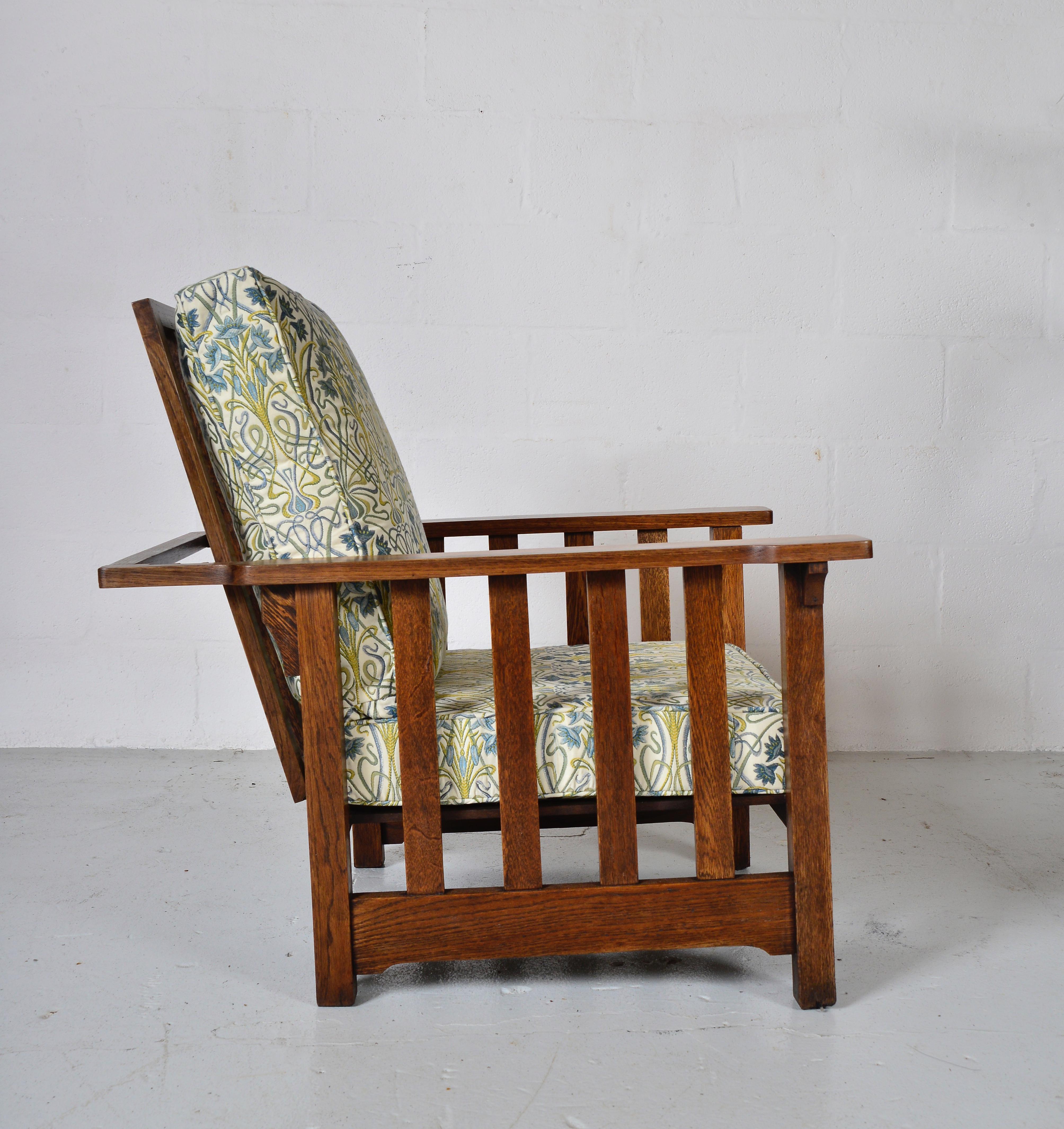 Antique Oak Morris Chair Recliner Gustav Stickley Mission Eastlake Arts & Crafts 9