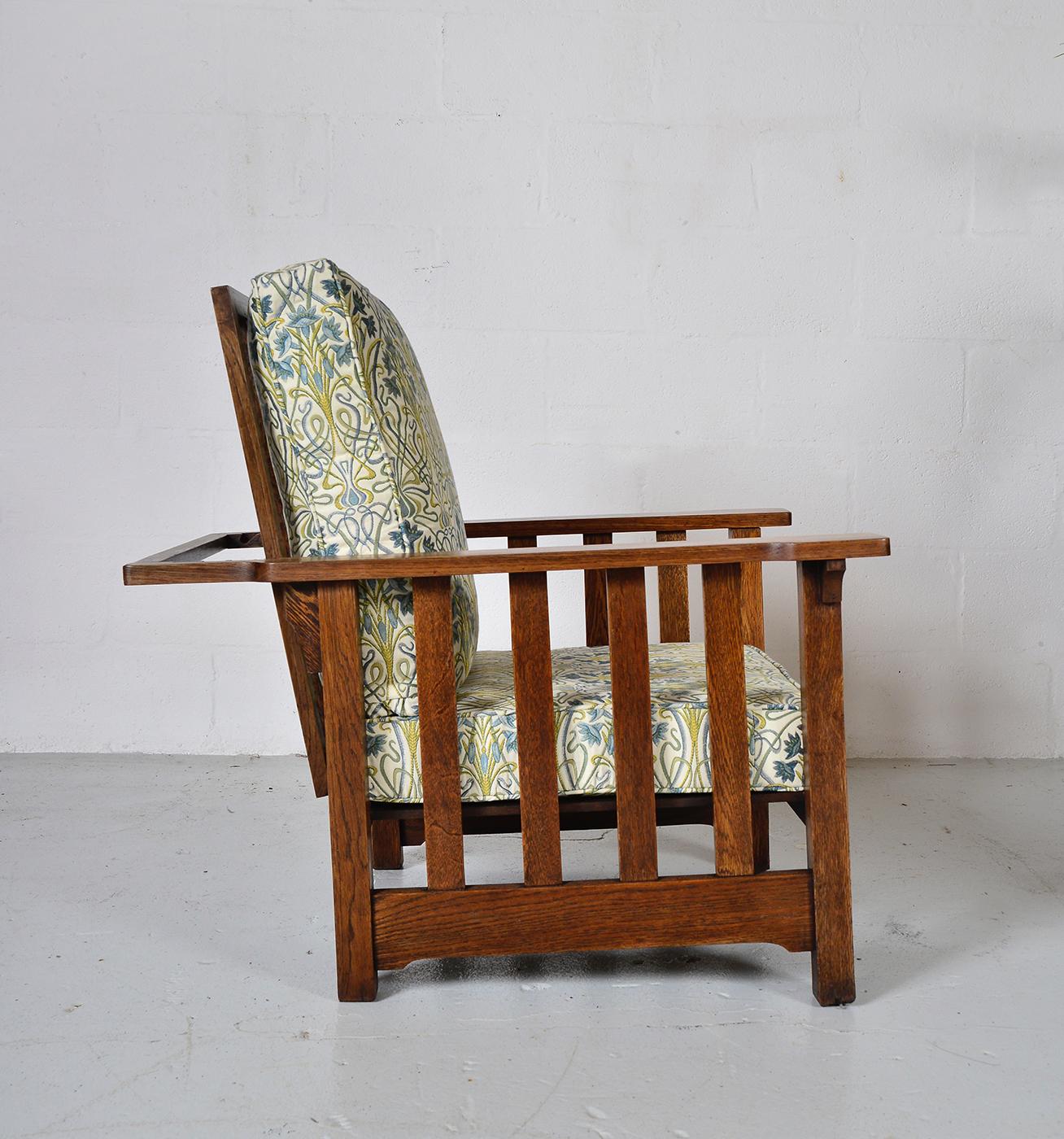 Antique Oak Morris Chair Recliner Gustav Stickley Mission Eastlake Arts & Crafts 9