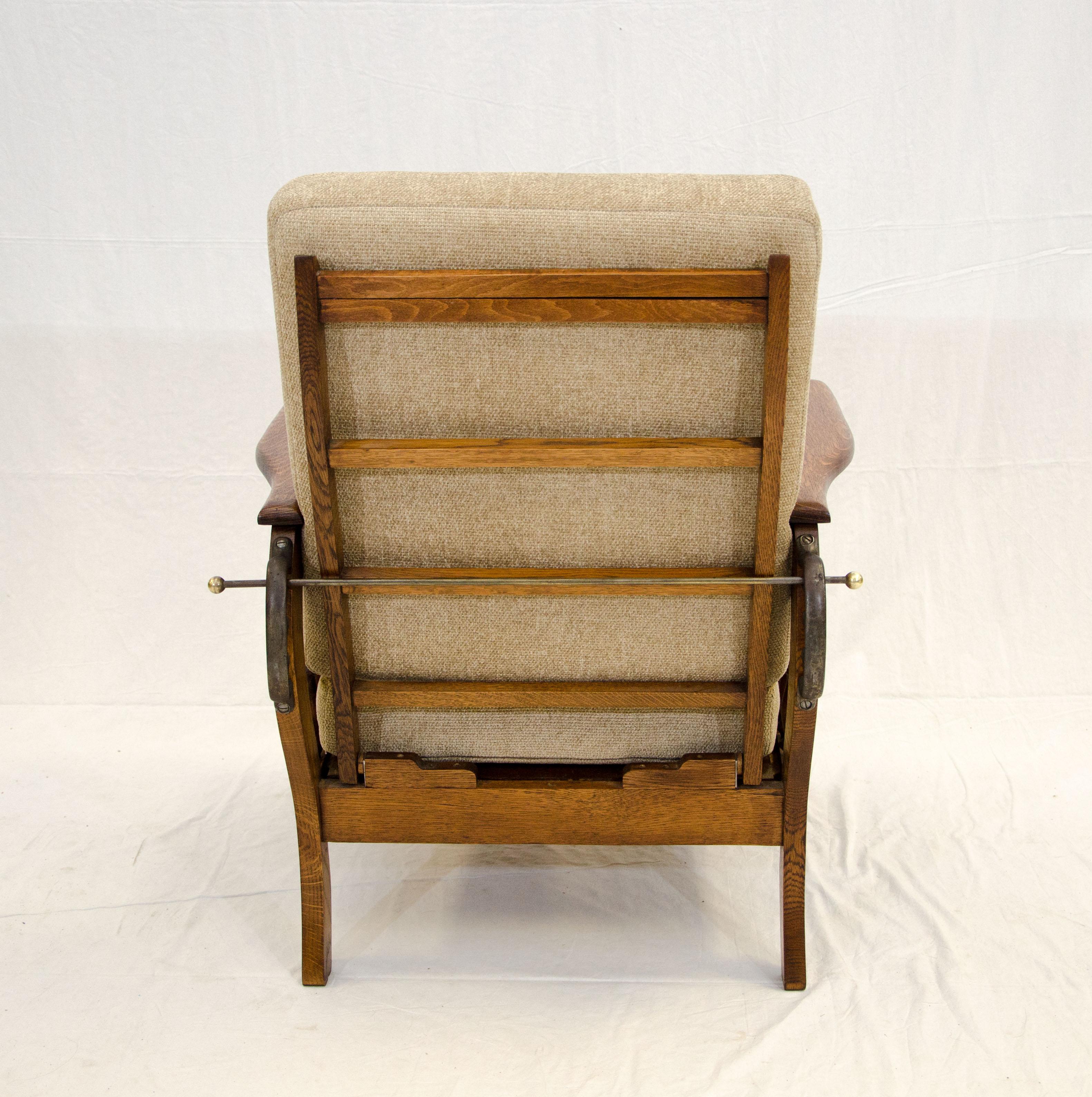Victorian Antique Oak Morris Reclining Chair, Quarter Sawn Oak