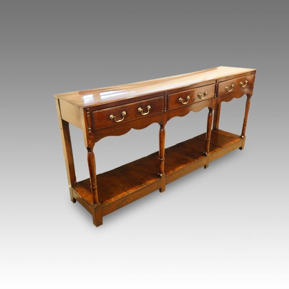English Antique Oak Narrow Pot Board Dresser