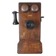Antique Oak Northern Electric Telephone Company Hand Crank Phone, Canada