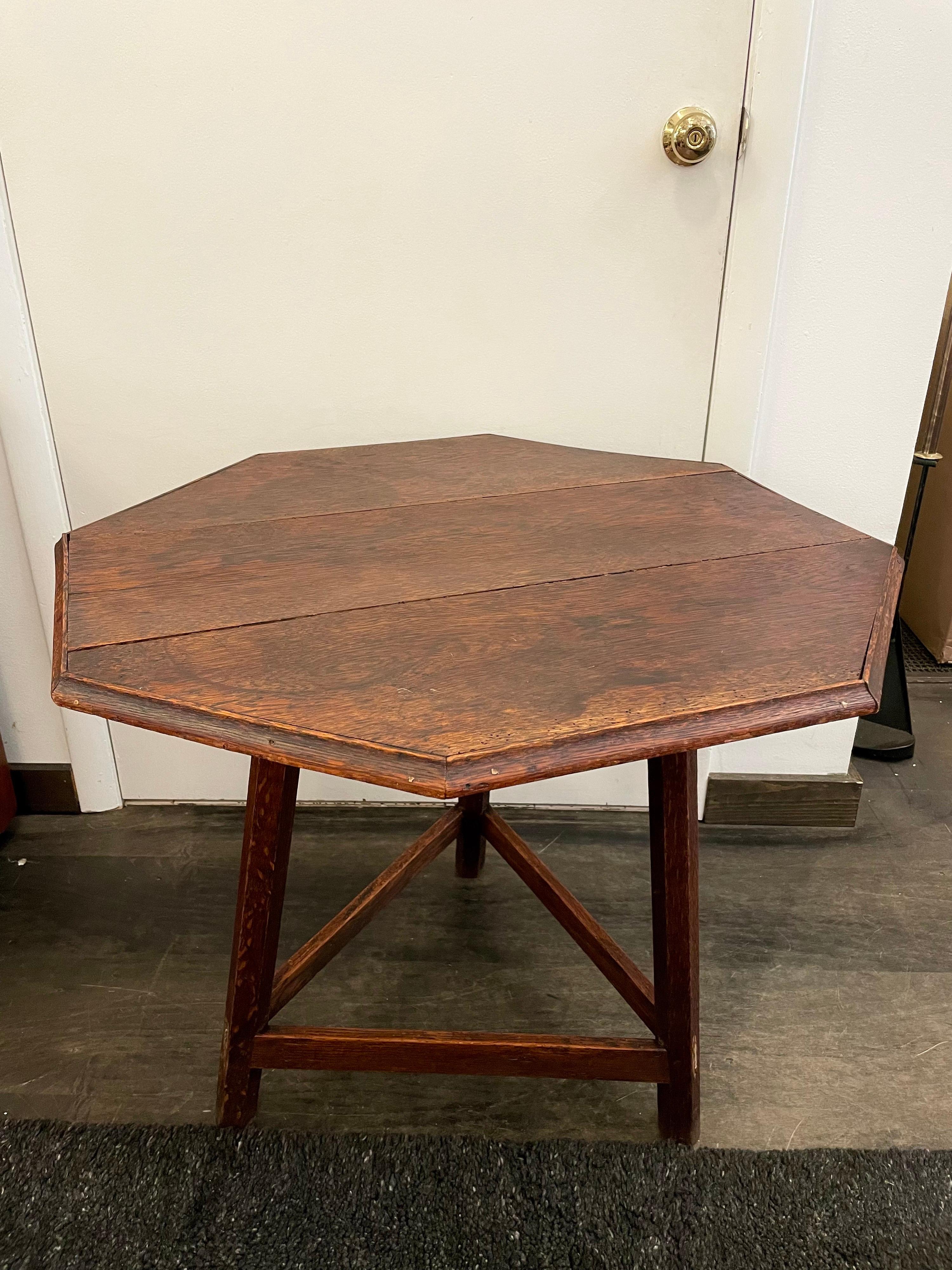 Italian Antique Oak Occasional Table with Octagonal Top