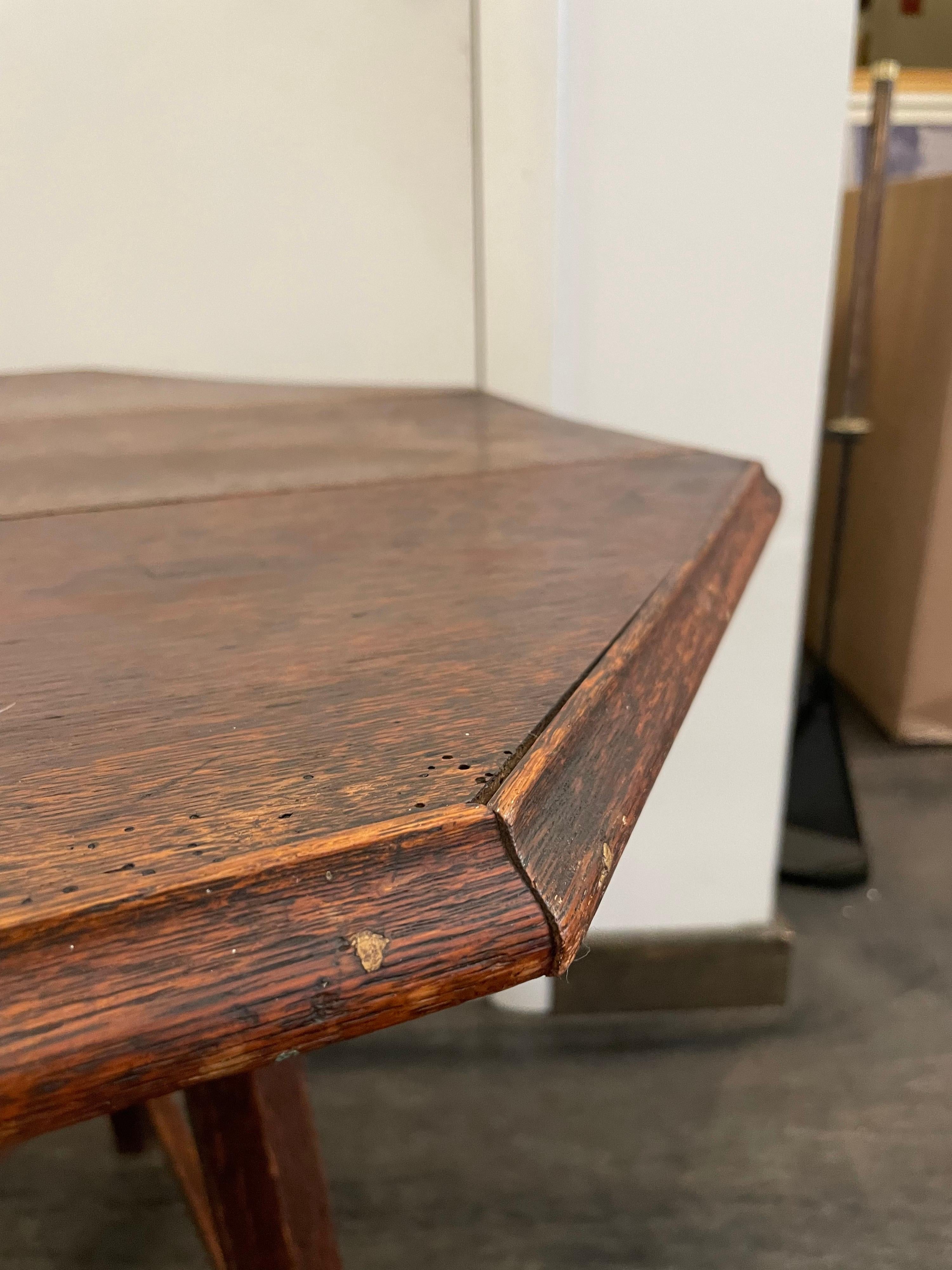 Antique Oak Occasional Table with Octagonal Top 3