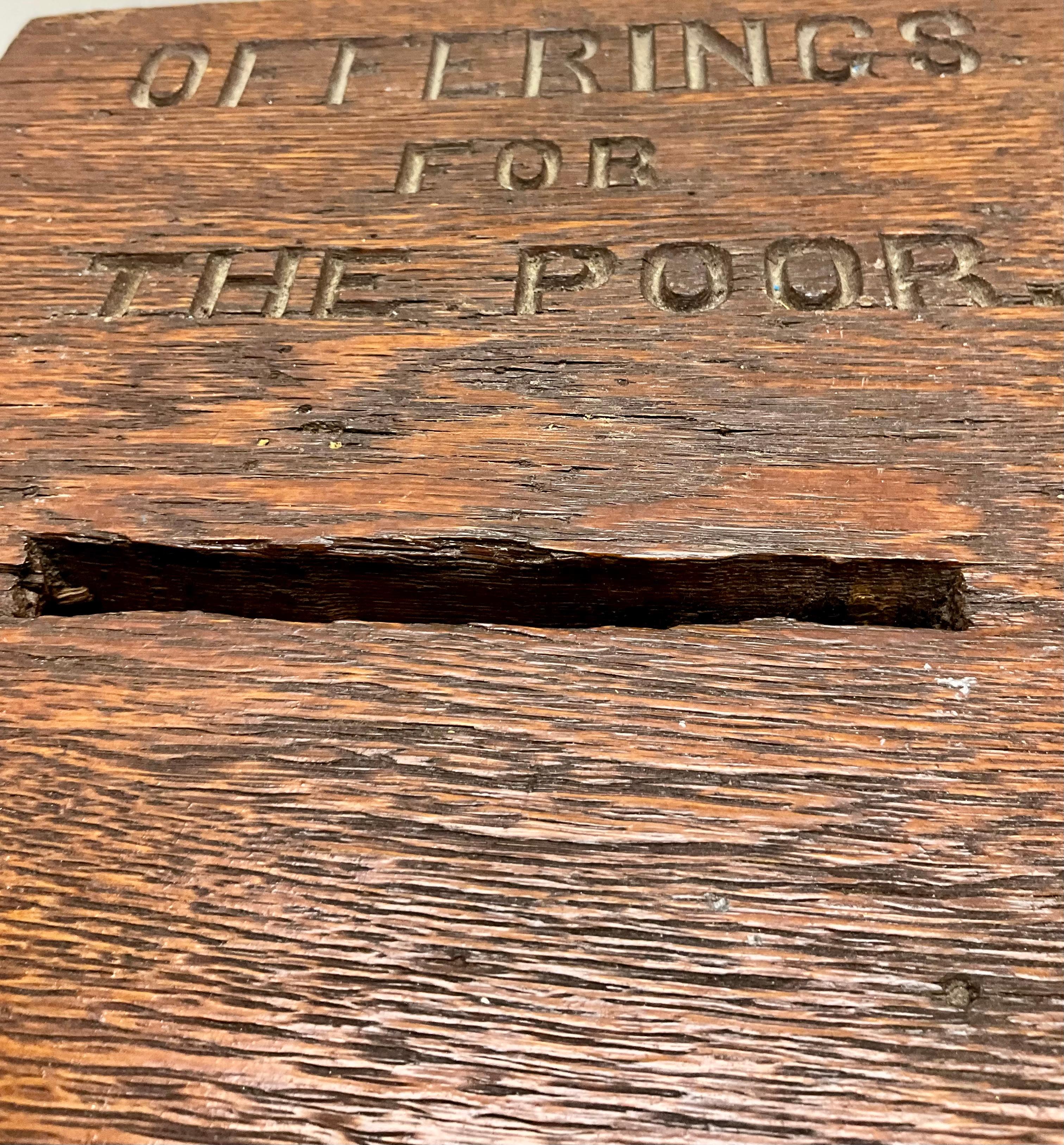 American Antique Oak Offering Box for the Poor
