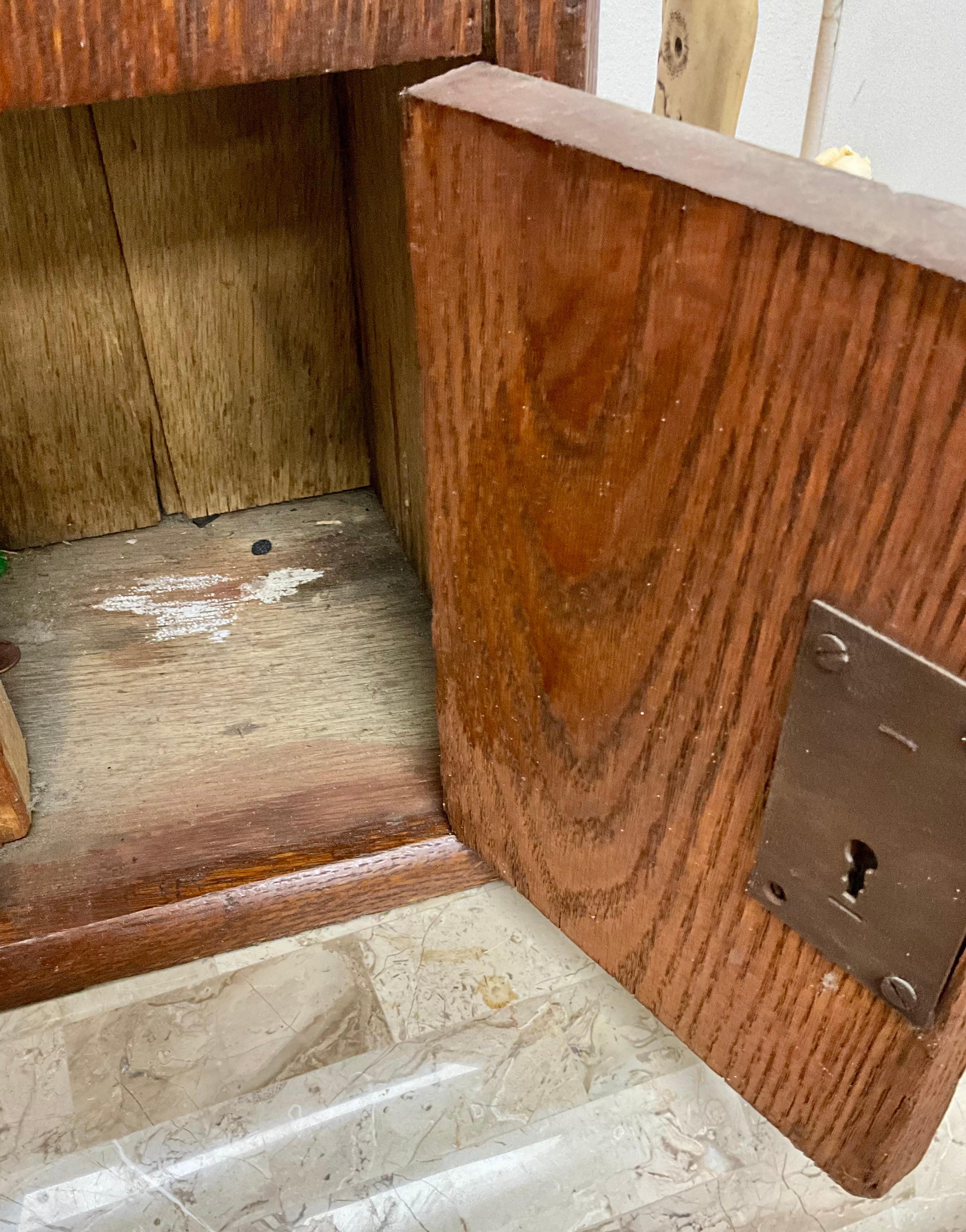 Antique Oak Offering Box for the Poor 1