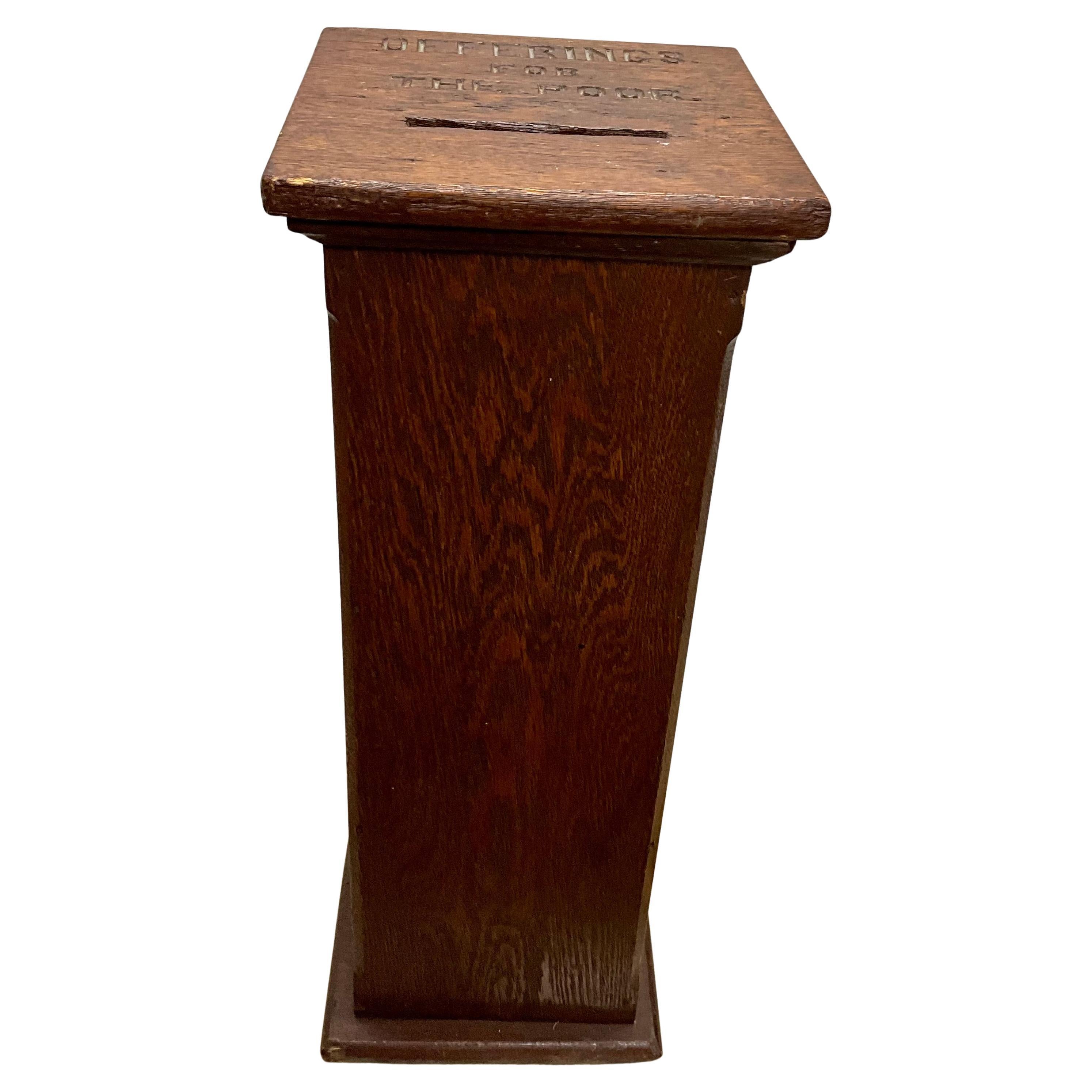 Antique Oak Offering Box for the Poor