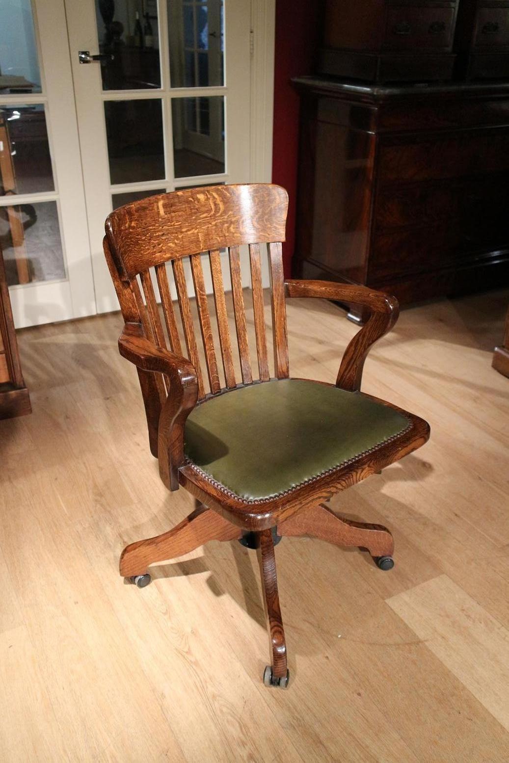Antique oak office chair at 1stDibs
