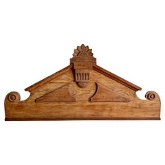 Antique Oak Overdoor Pediment 19th Century